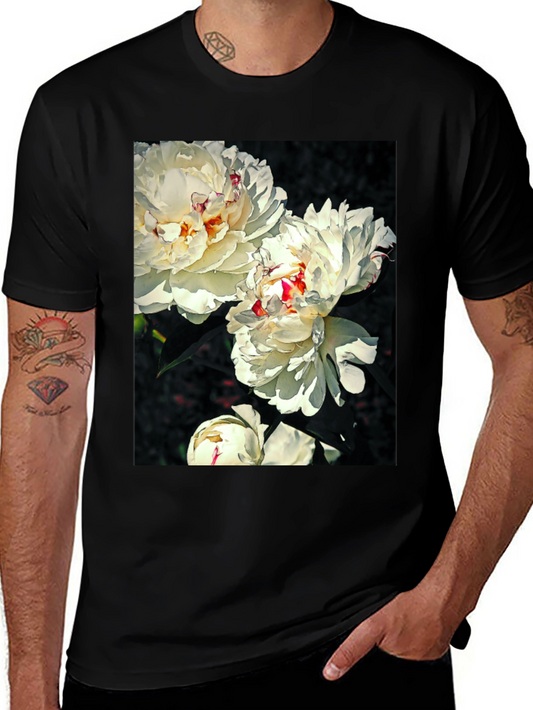 Floral T-Shirt - White Peony Print