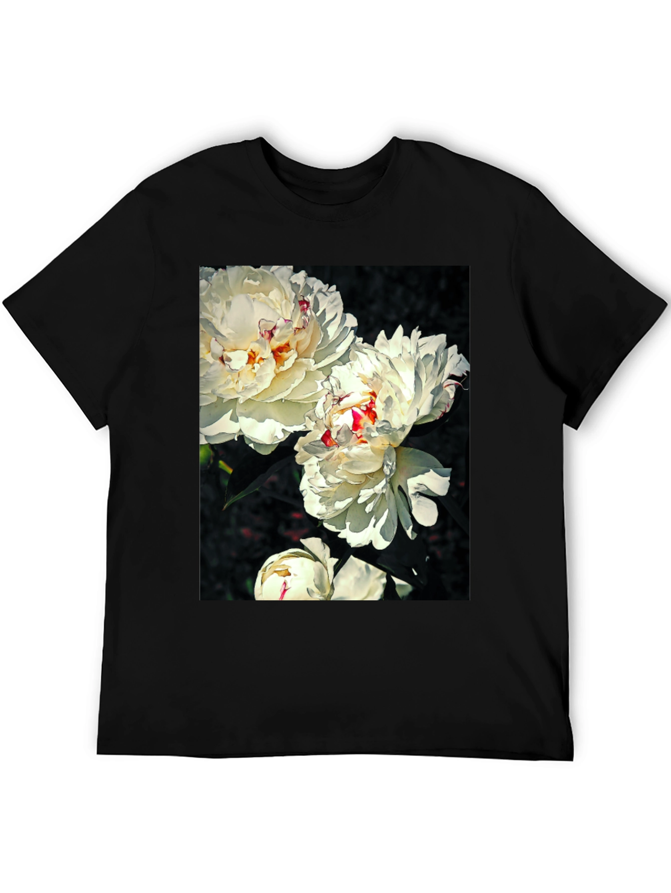 Floral T-Shirt - White Peony Print