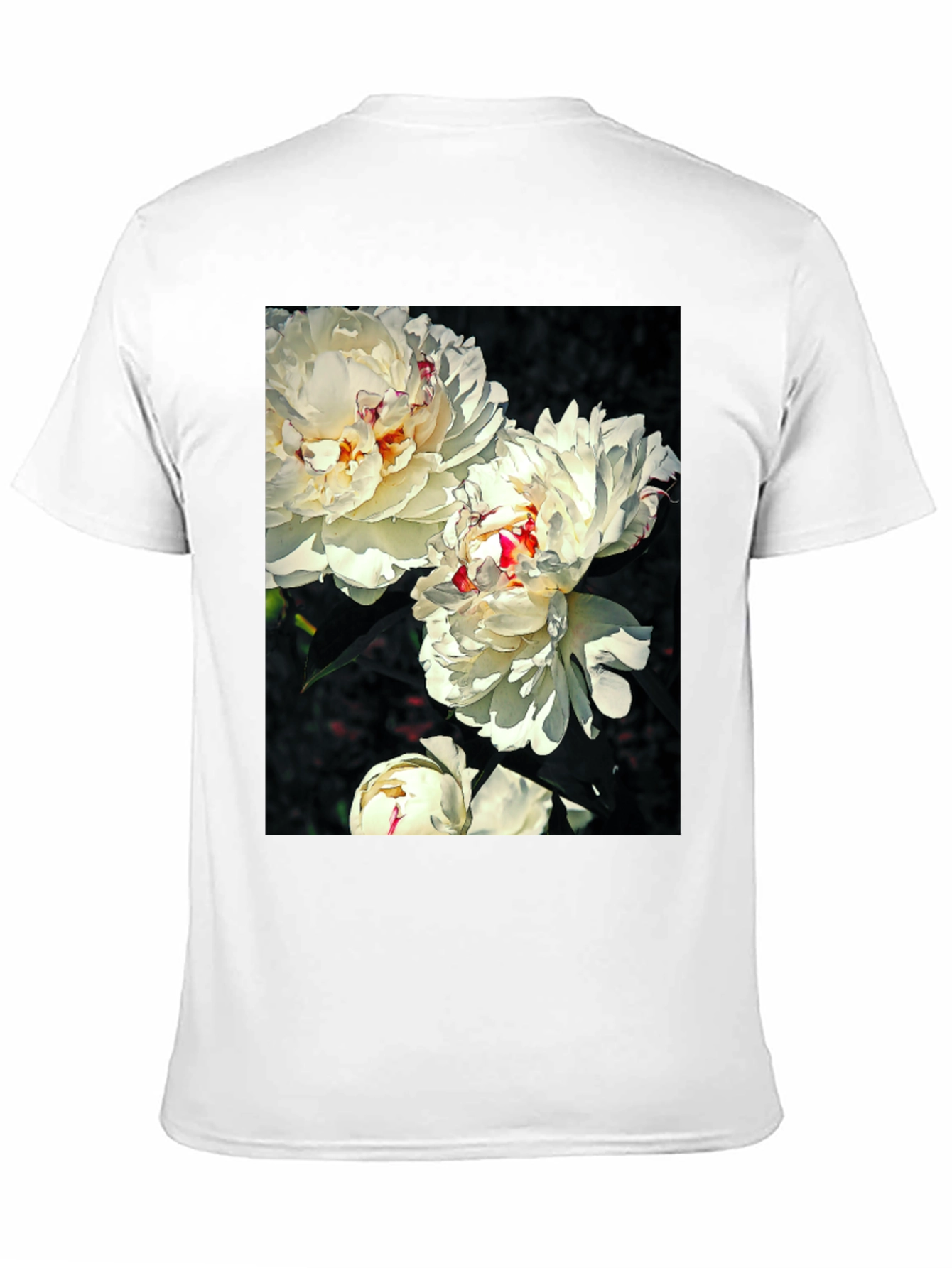 Floral T-Shirt - White Peony Print
