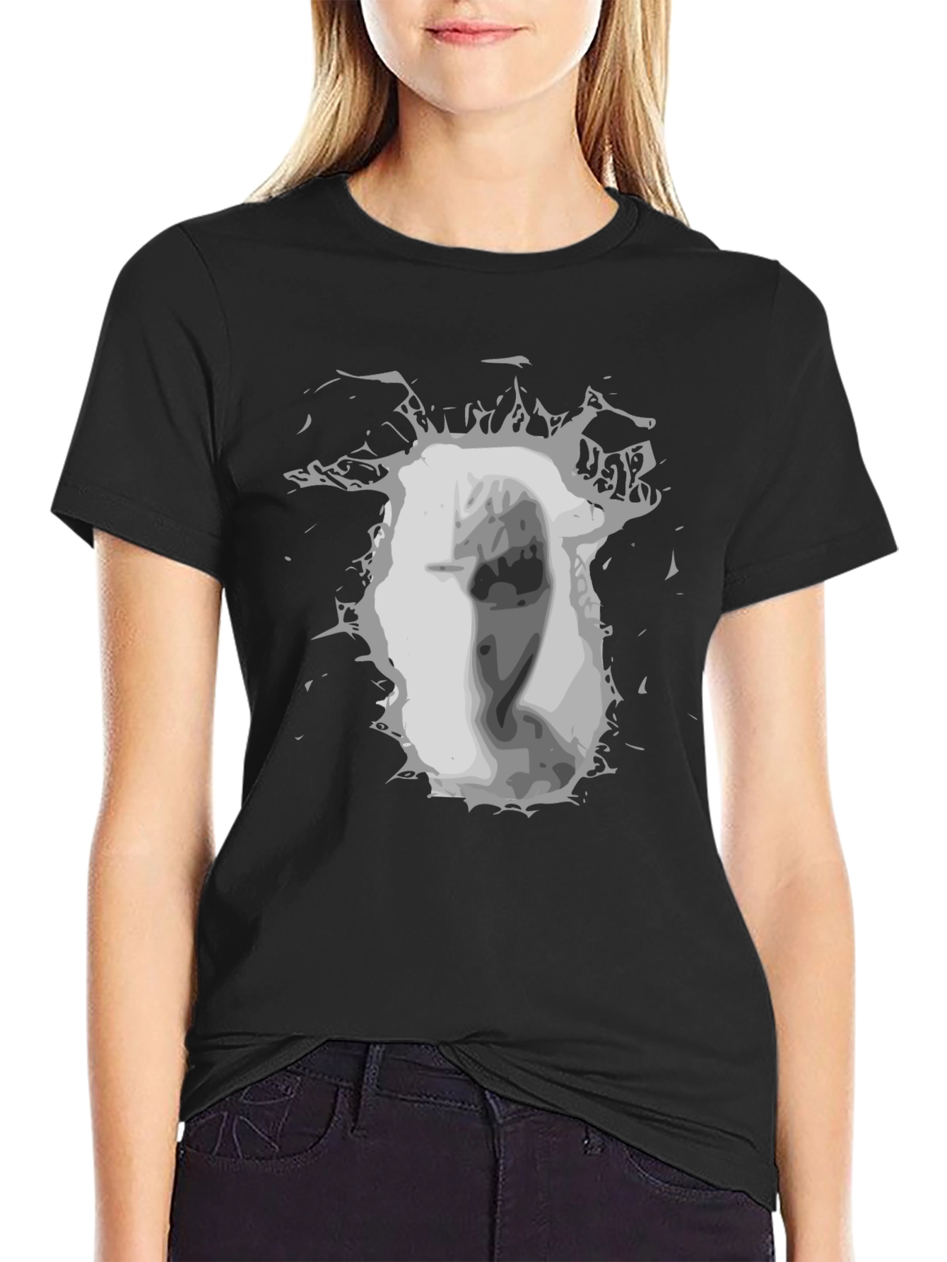 Graphic Print Black Tee