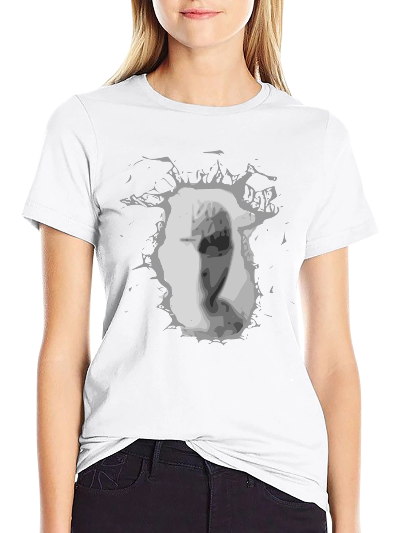 Graphic Print Black Tee