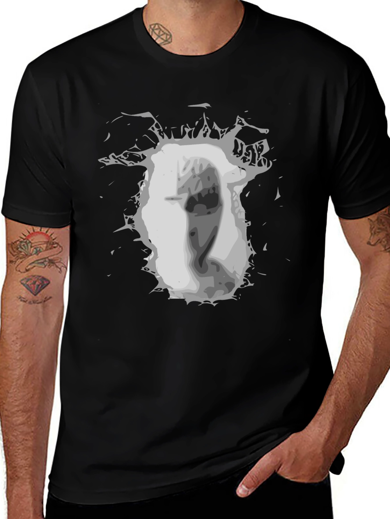 Graphic Print Black Tee