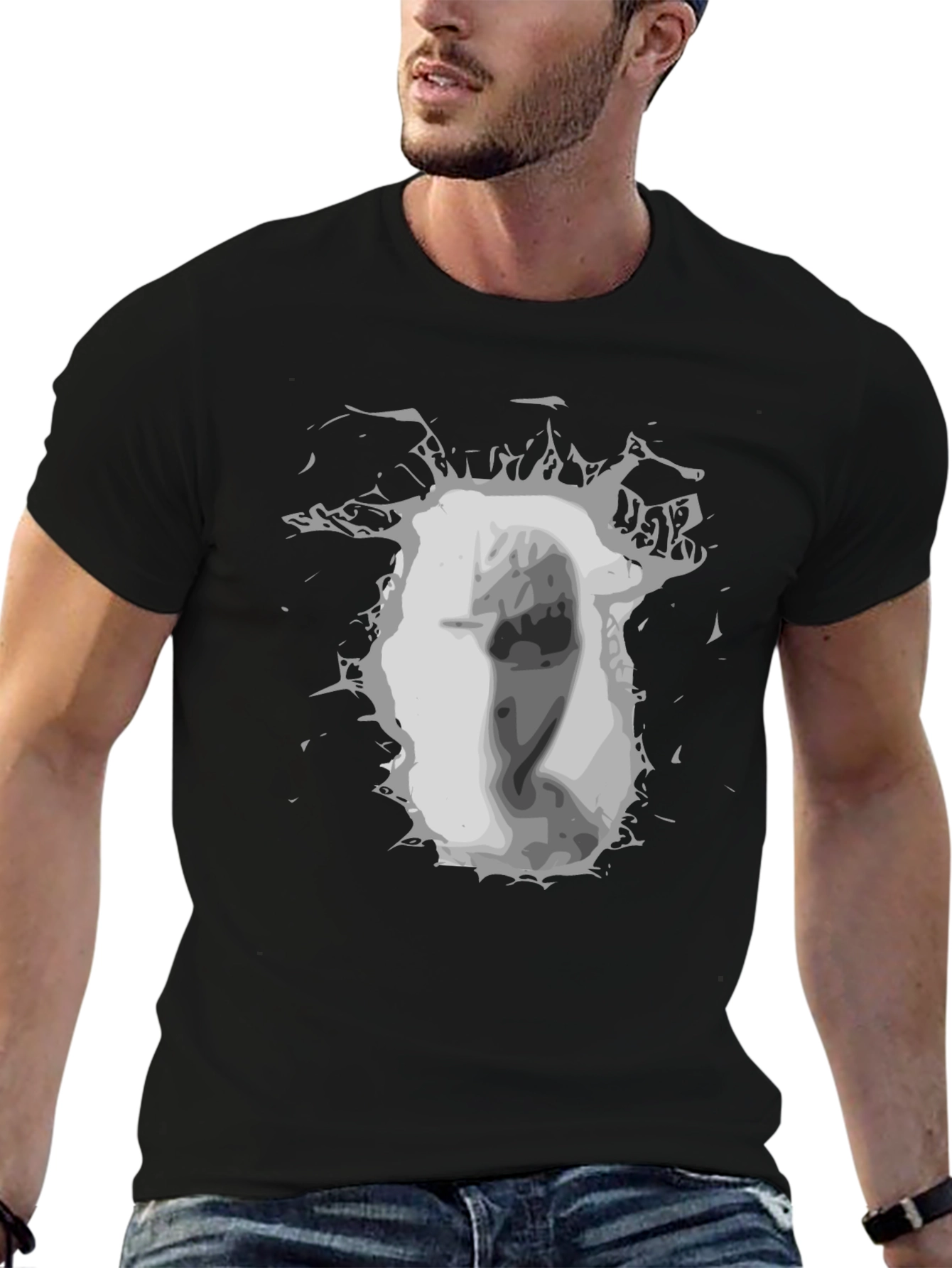 Graphic Print Black Tee