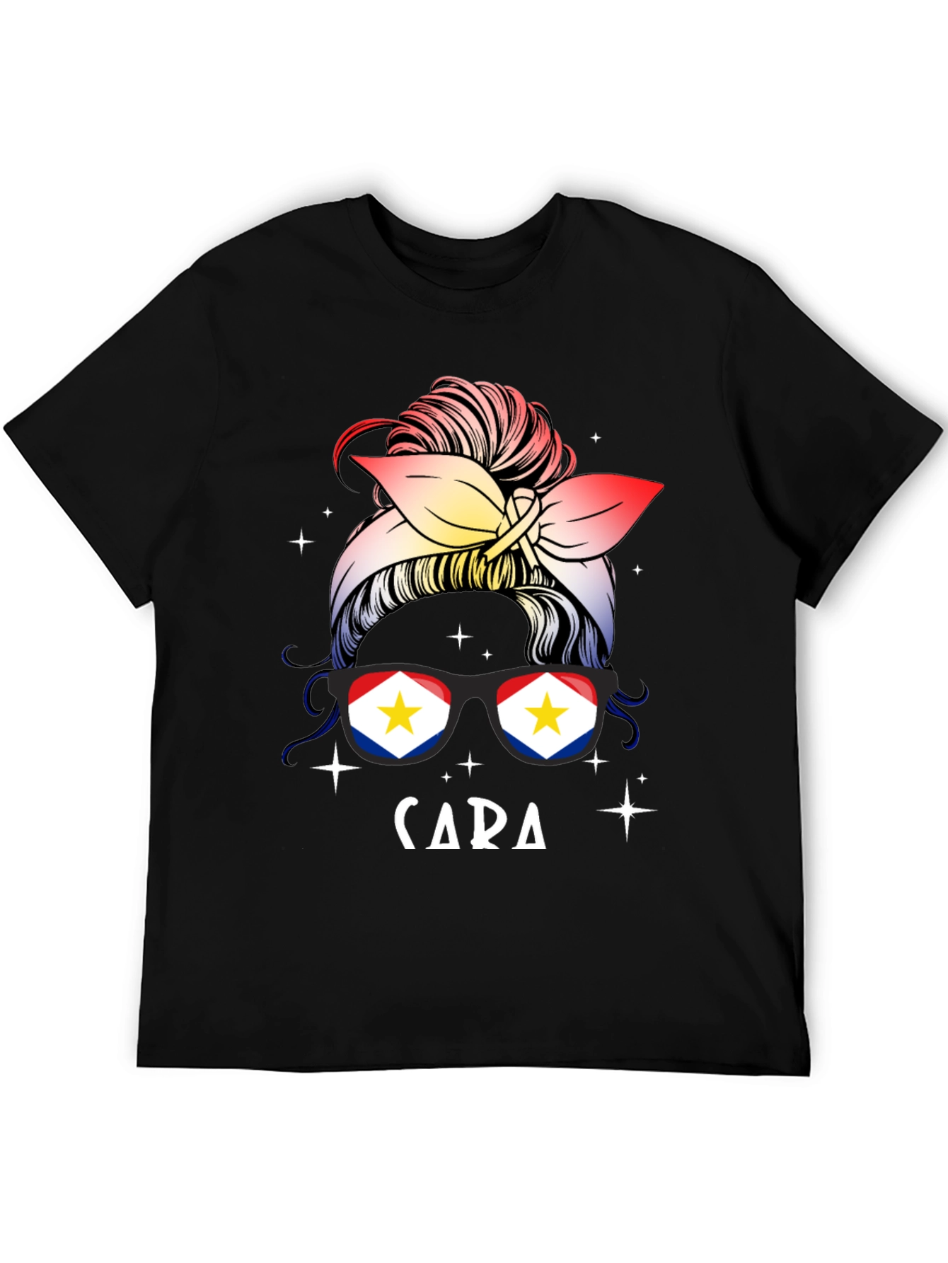 Cara Messy Bun Saba Flag T-Shirt