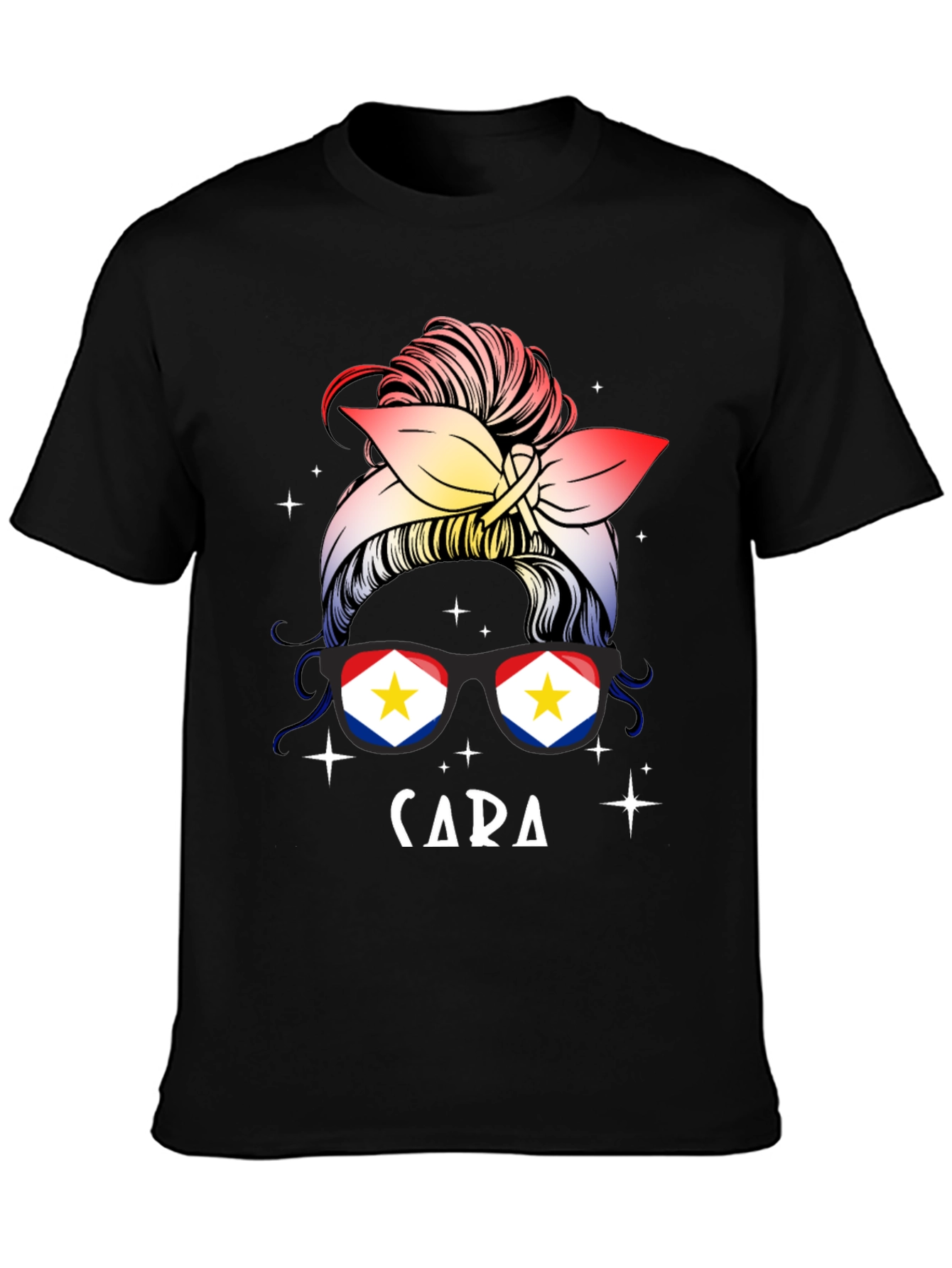 Cara Messy Bun Saba Flag T-Shirt
