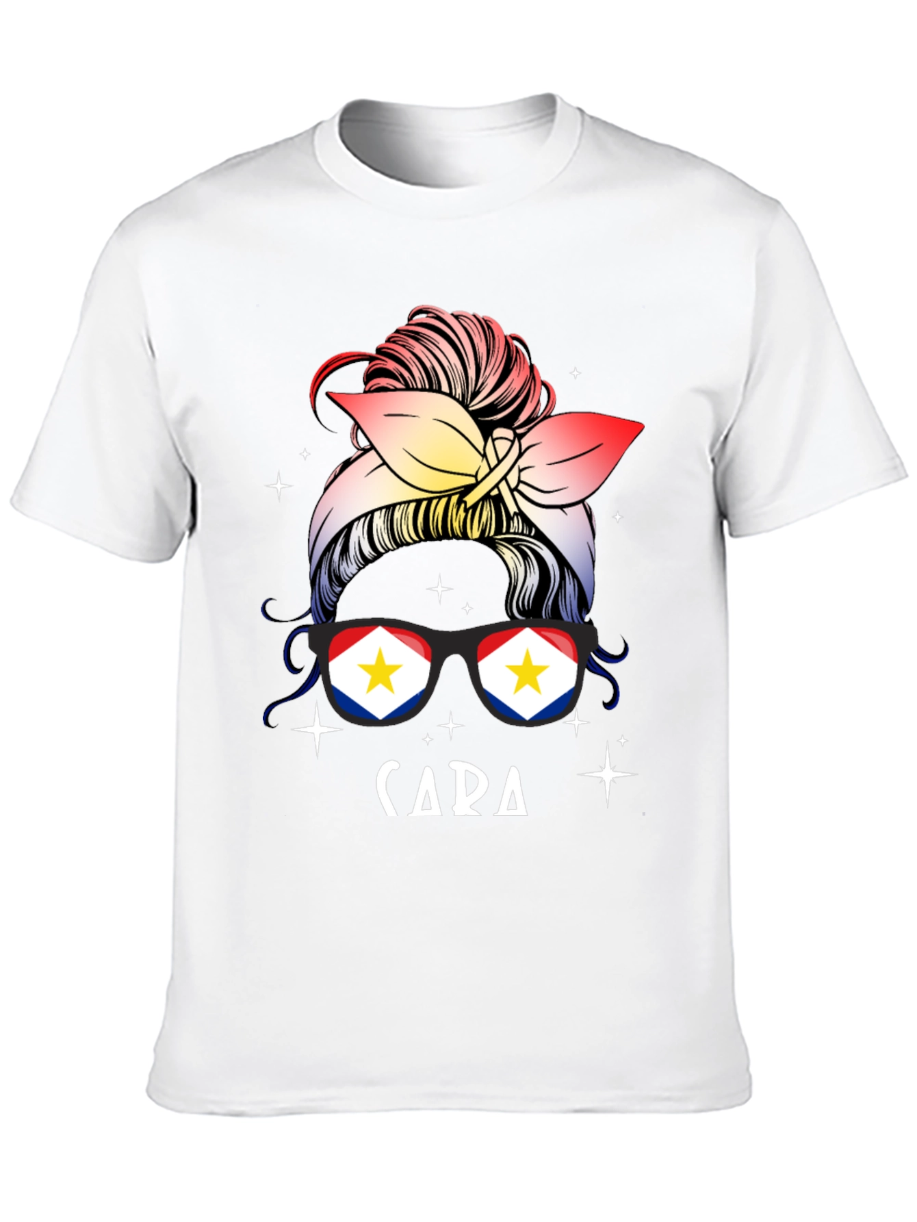 Cara Messy Bun Saba Flag T-Shirt