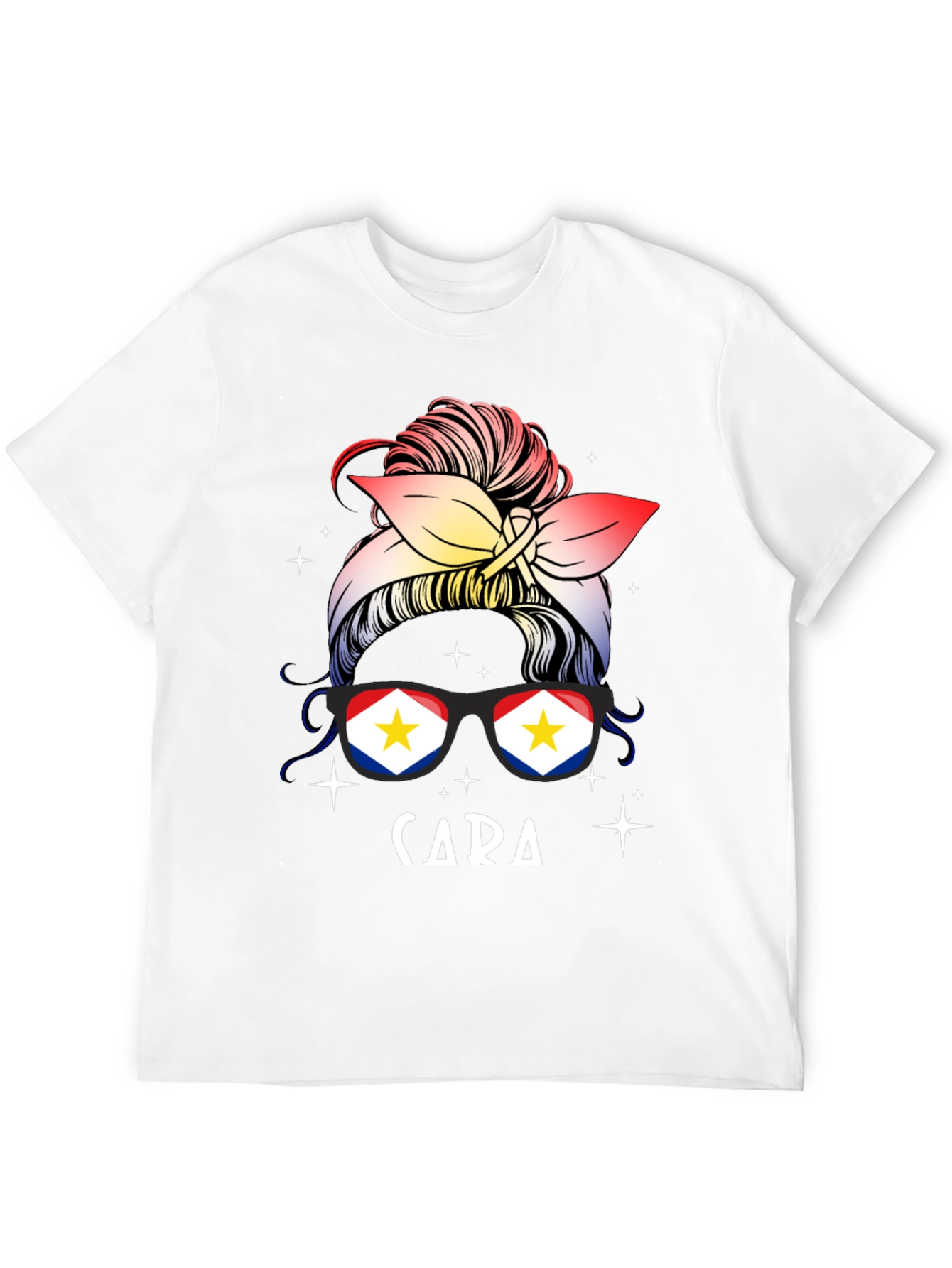 Cara Messy Bun Saba Flag T-Shirt