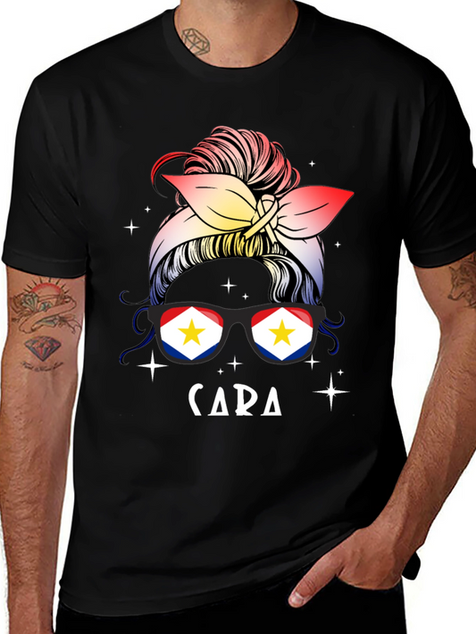 Cara Messy Bun Saba Flag T-Shirt