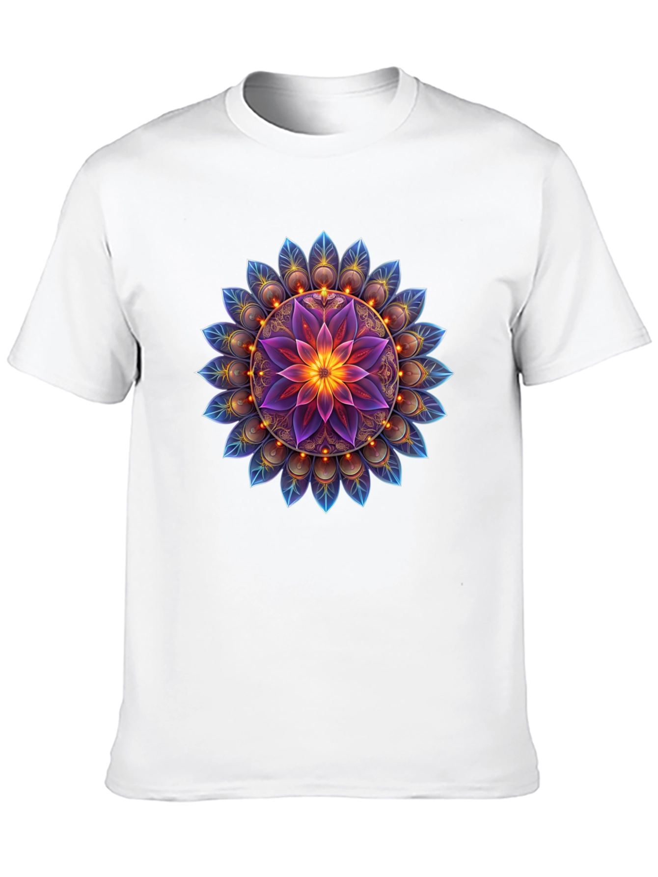 Floral Mandala Graphic Tee - Black Cotton Blend