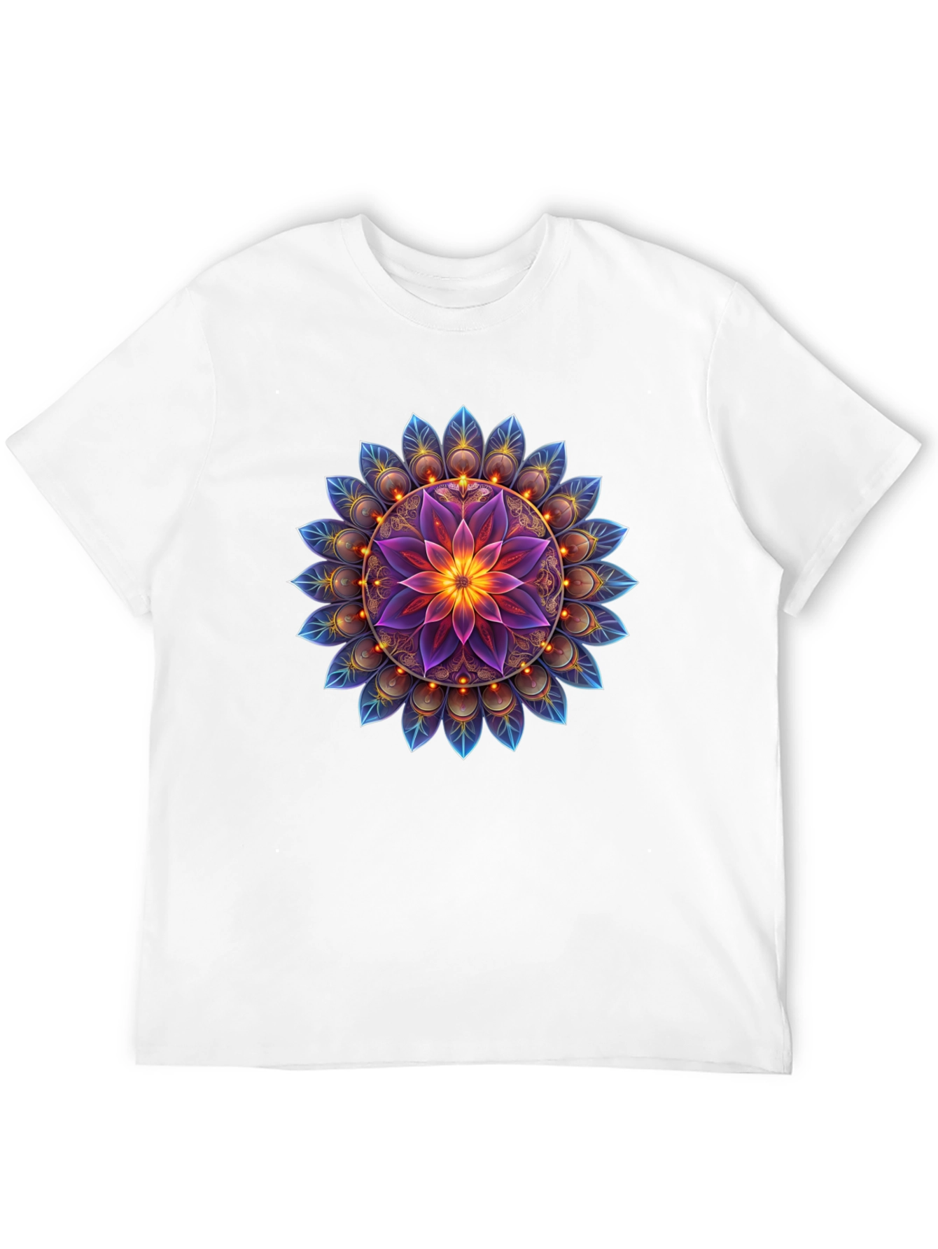 Floral Mandala Graphic Tee - Black Cotton Blend