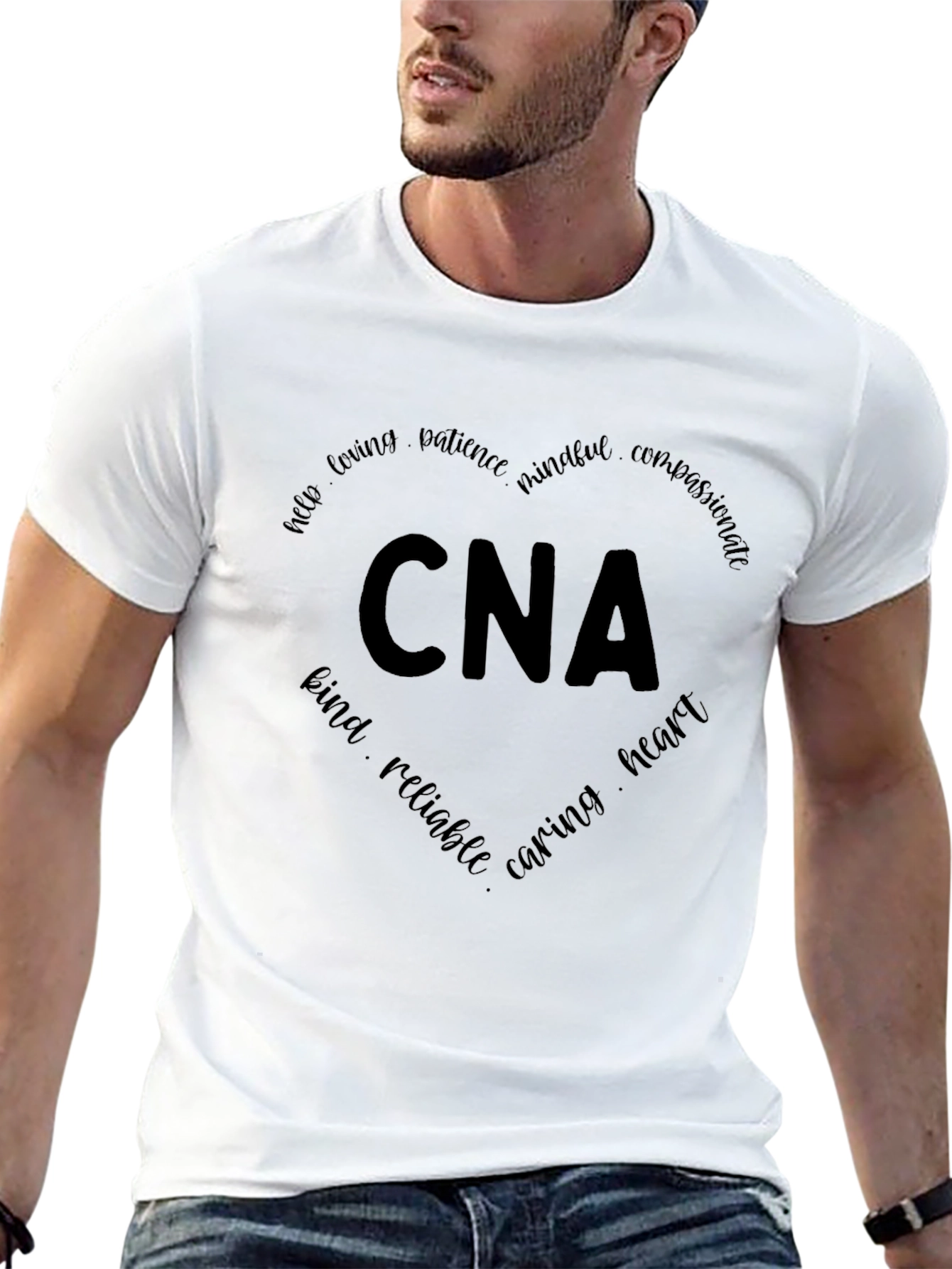CNA Heart Word Art Graphic T-Shirt