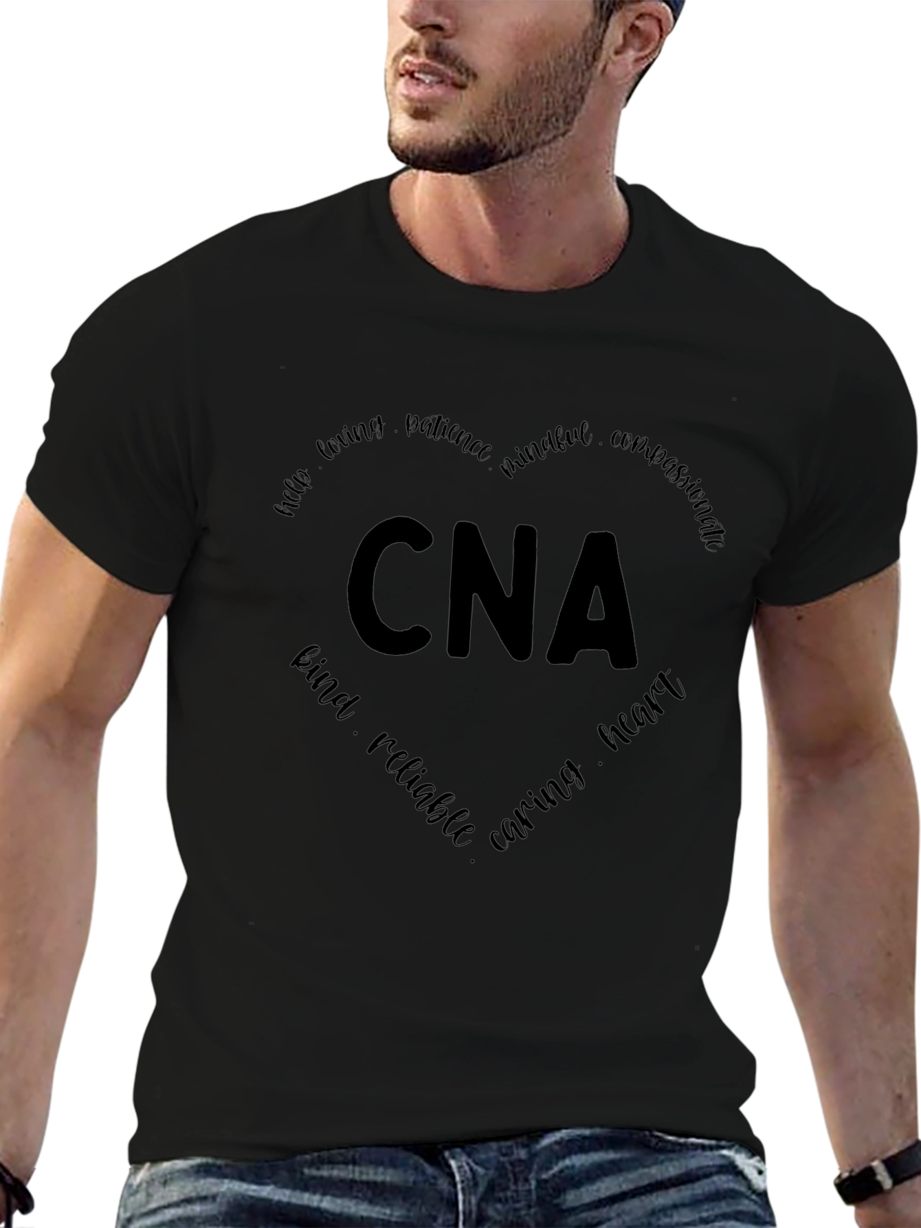 CNA Heart Word Art Graphic T-Shirt