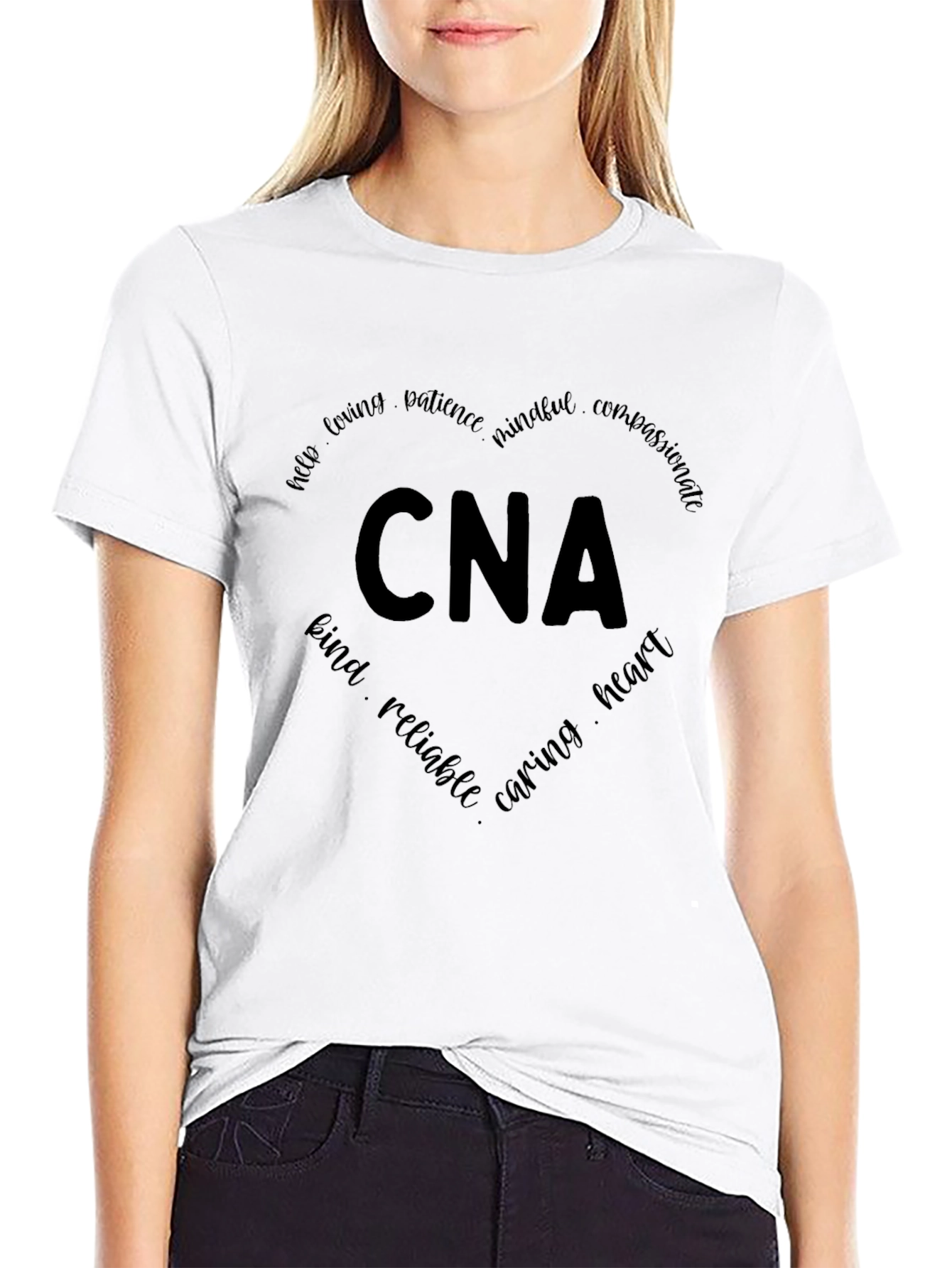 CNA Heart Word Art Graphic T-Shirt