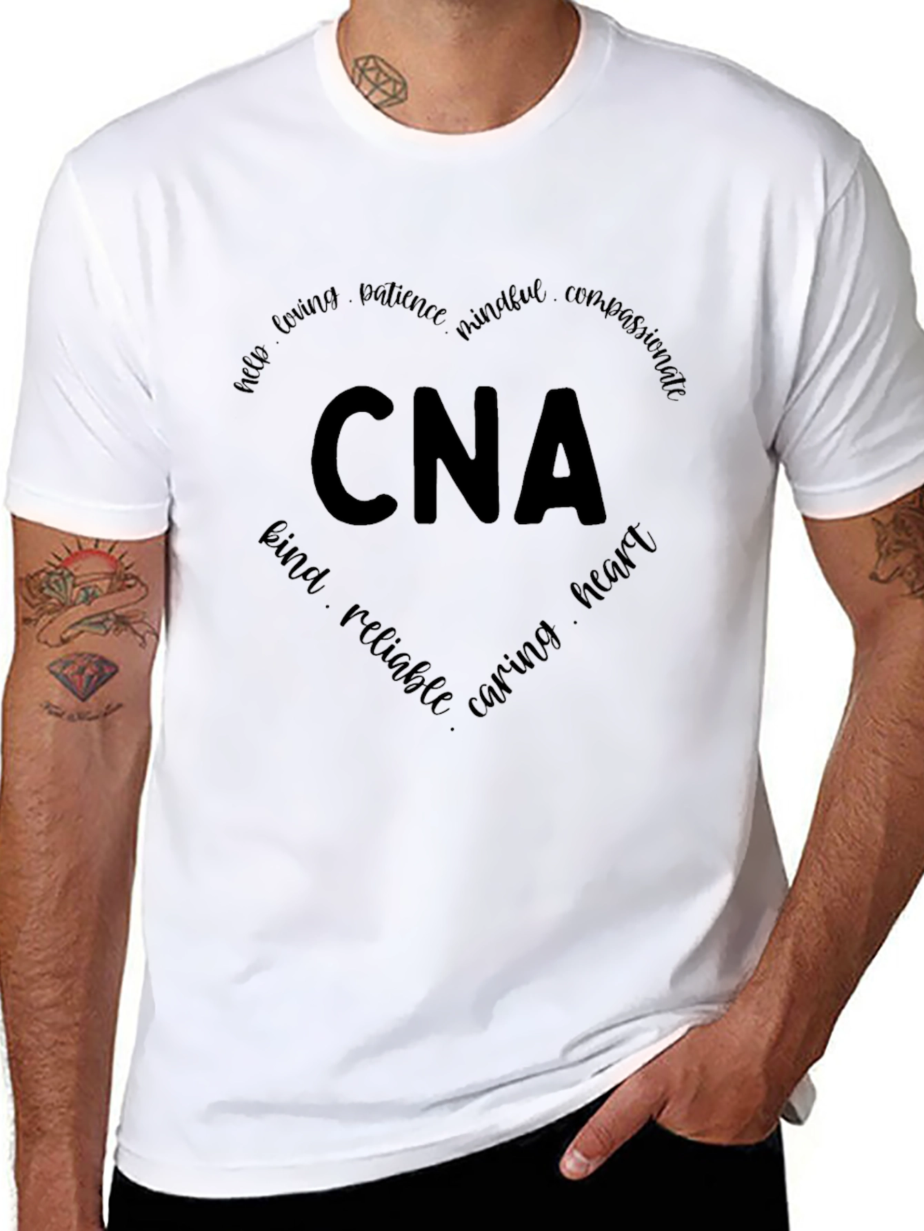 CNA Heart Word Art Graphic T-Shirt