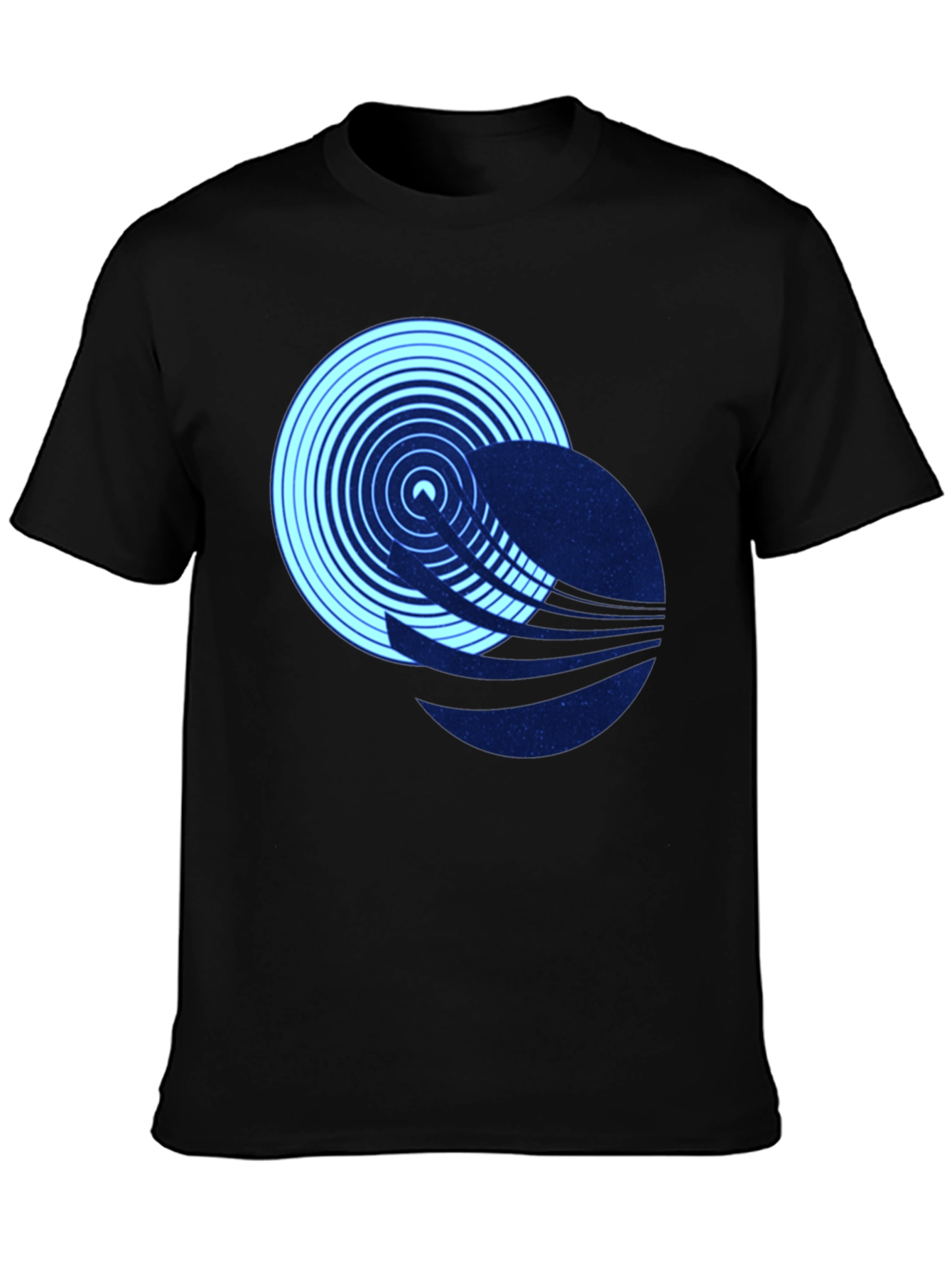 Abstract Circle Graphic Tee - Black Cotton Blend T-Shirt