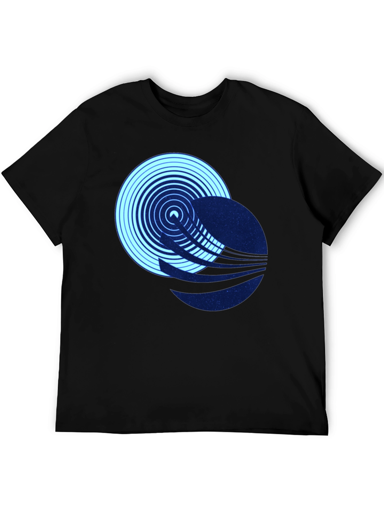 Abstract Circle Graphic Tee - Black Cotton Blend T-Shirt