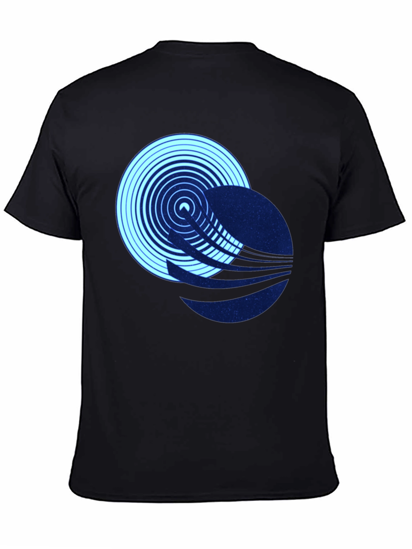 Abstract Circle Graphic Tee - Black Cotton Blend T-Shirt