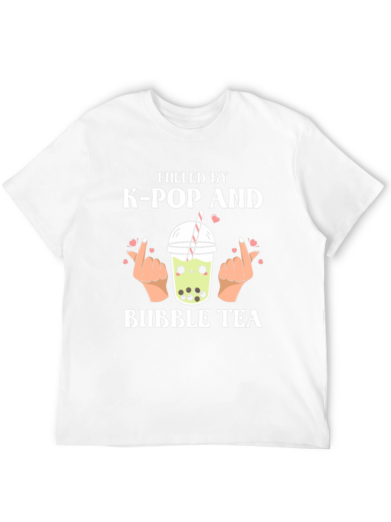 Fueled by K-Pop and Bubble Tea Black Graphic T-Shirt