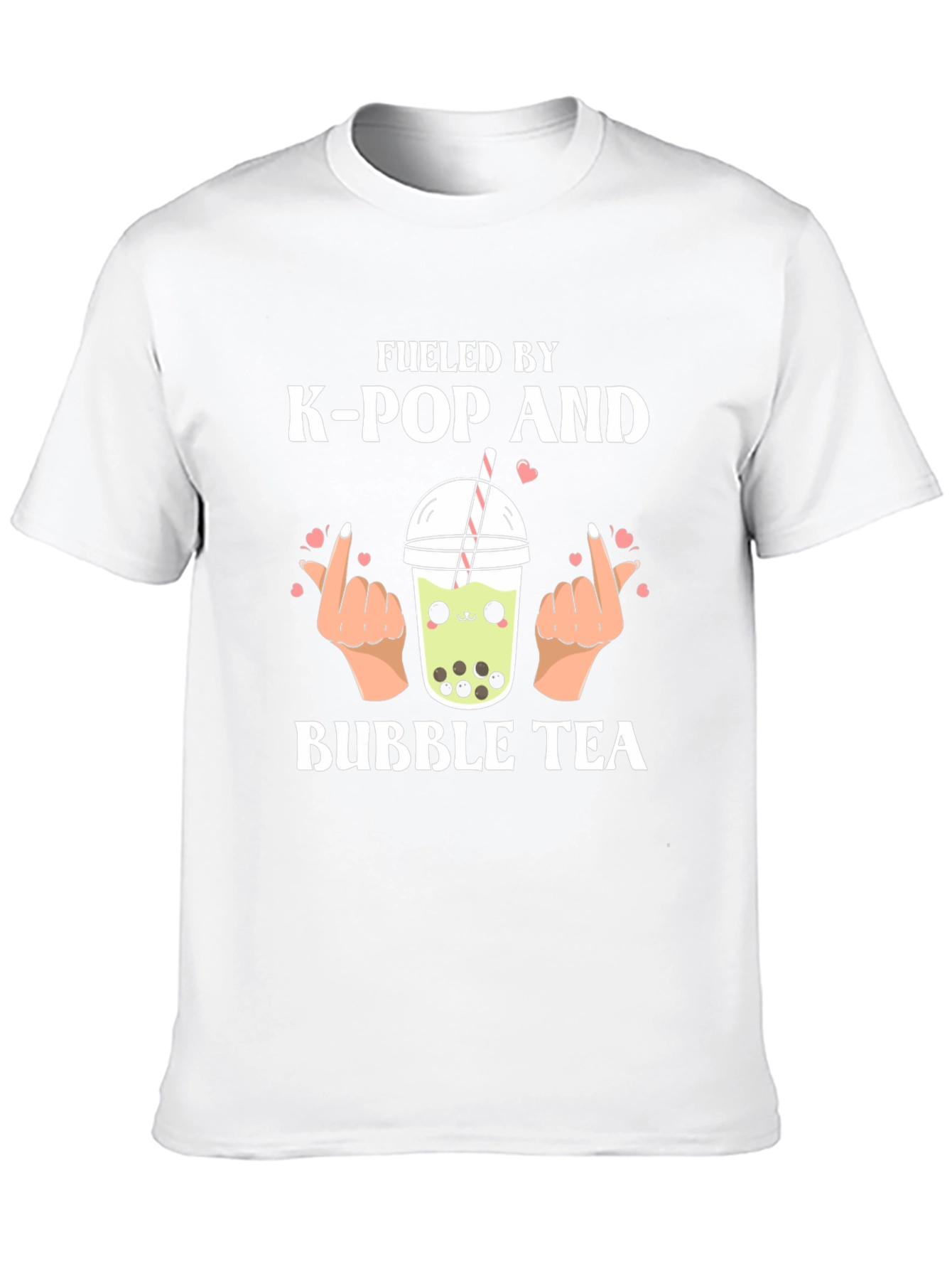 Fueled by K-Pop and Bubble Tea Black Graphic T-Shirt