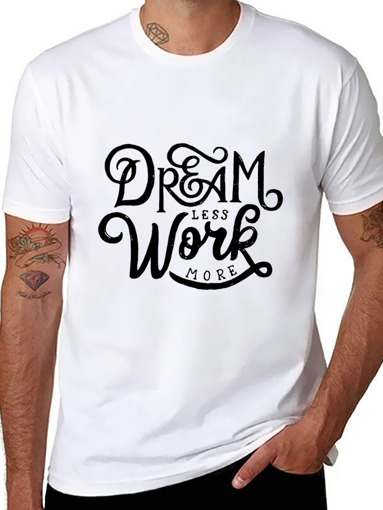 Dream Less Work More Black Graphic Tee
