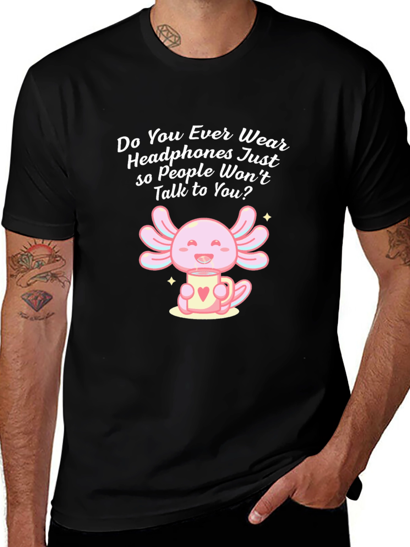 Axolotl Headphones T-Shirt - Cute & Funny