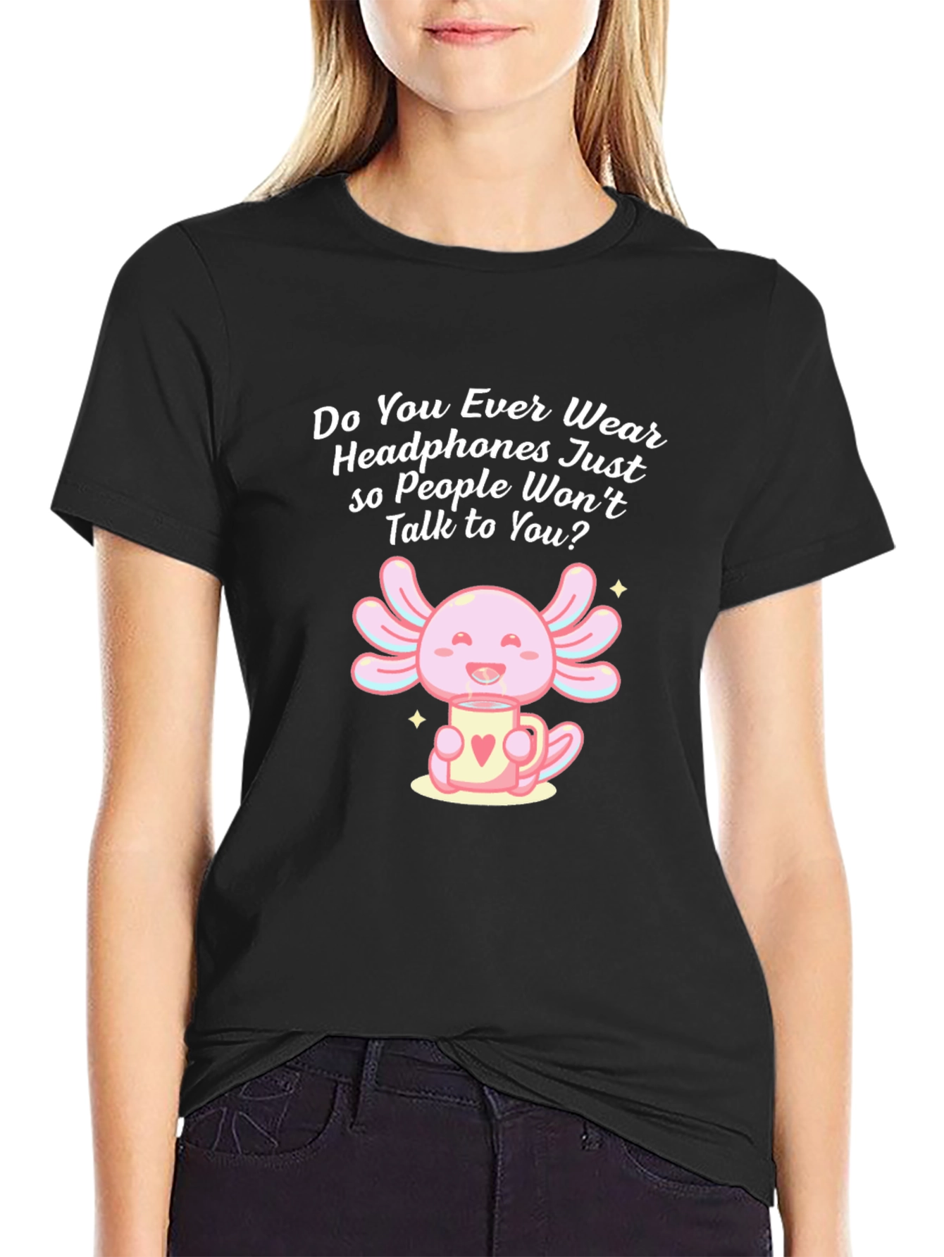 Axolotl Headphones T-Shirt - Cute & Funny
