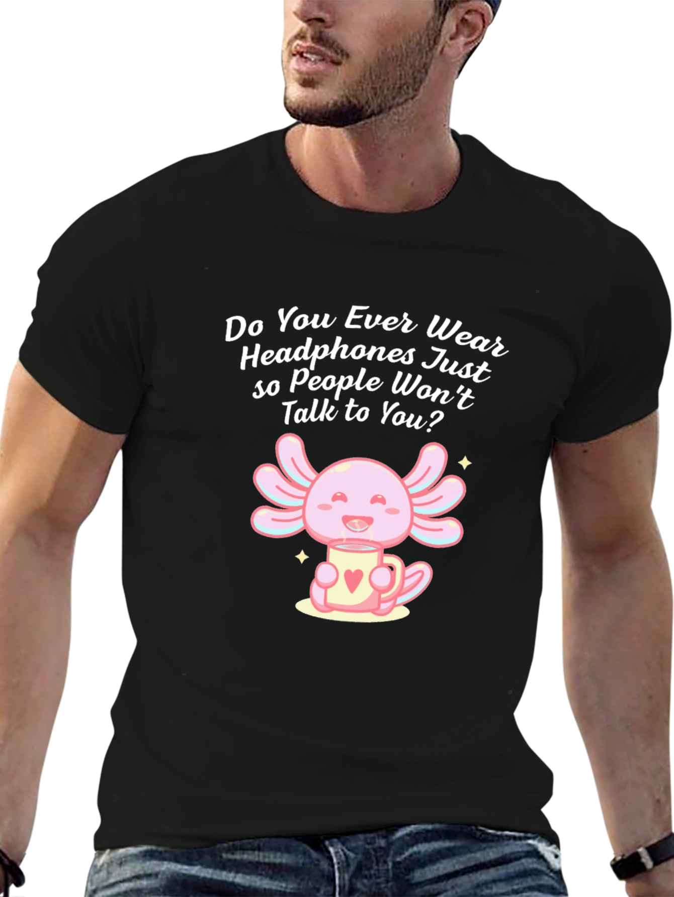 Axolotl Headphones T-Shirt - Cute & Funny