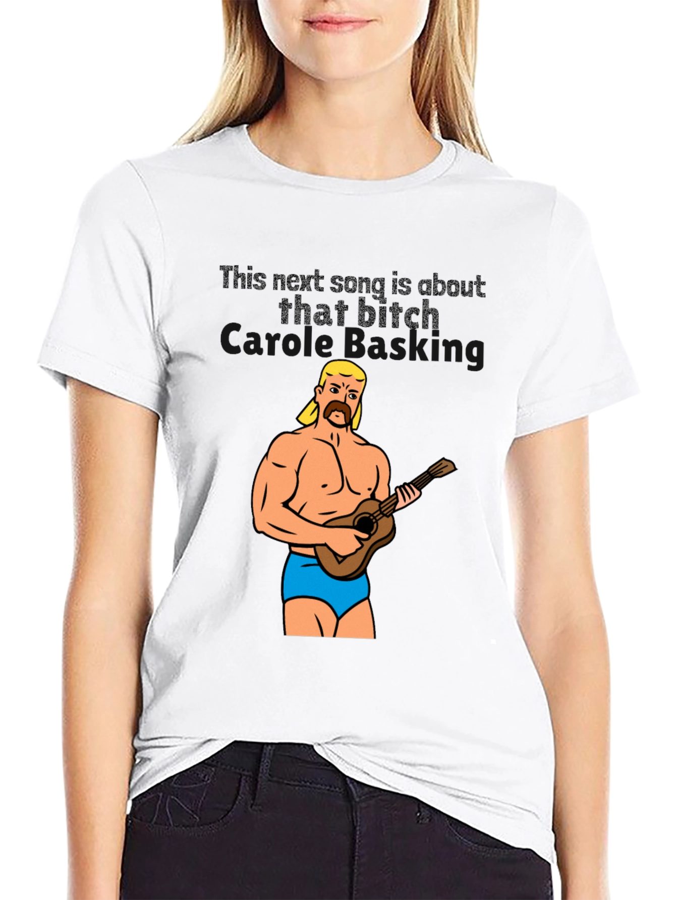 Funny Graphic Tee: Muscular Man & Ukulele