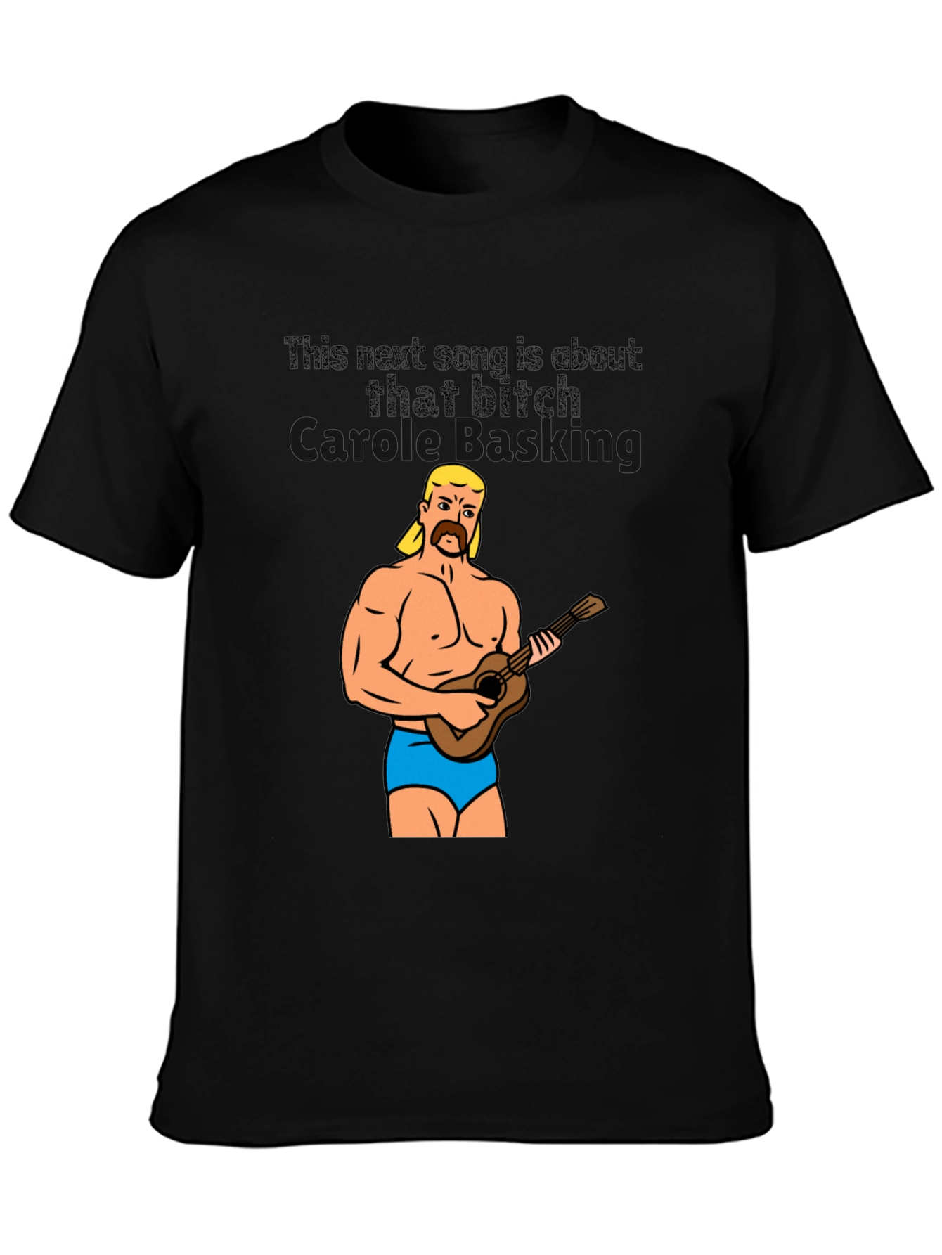 Funny Graphic Tee: Muscular Man & Ukulele