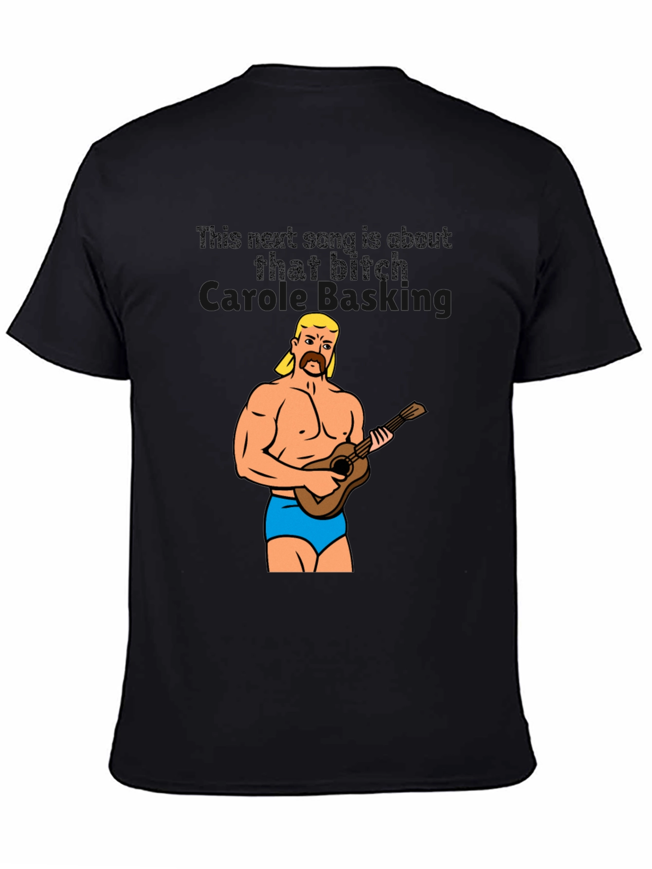 Funny Graphic Tee: Muscular Man & Ukulele