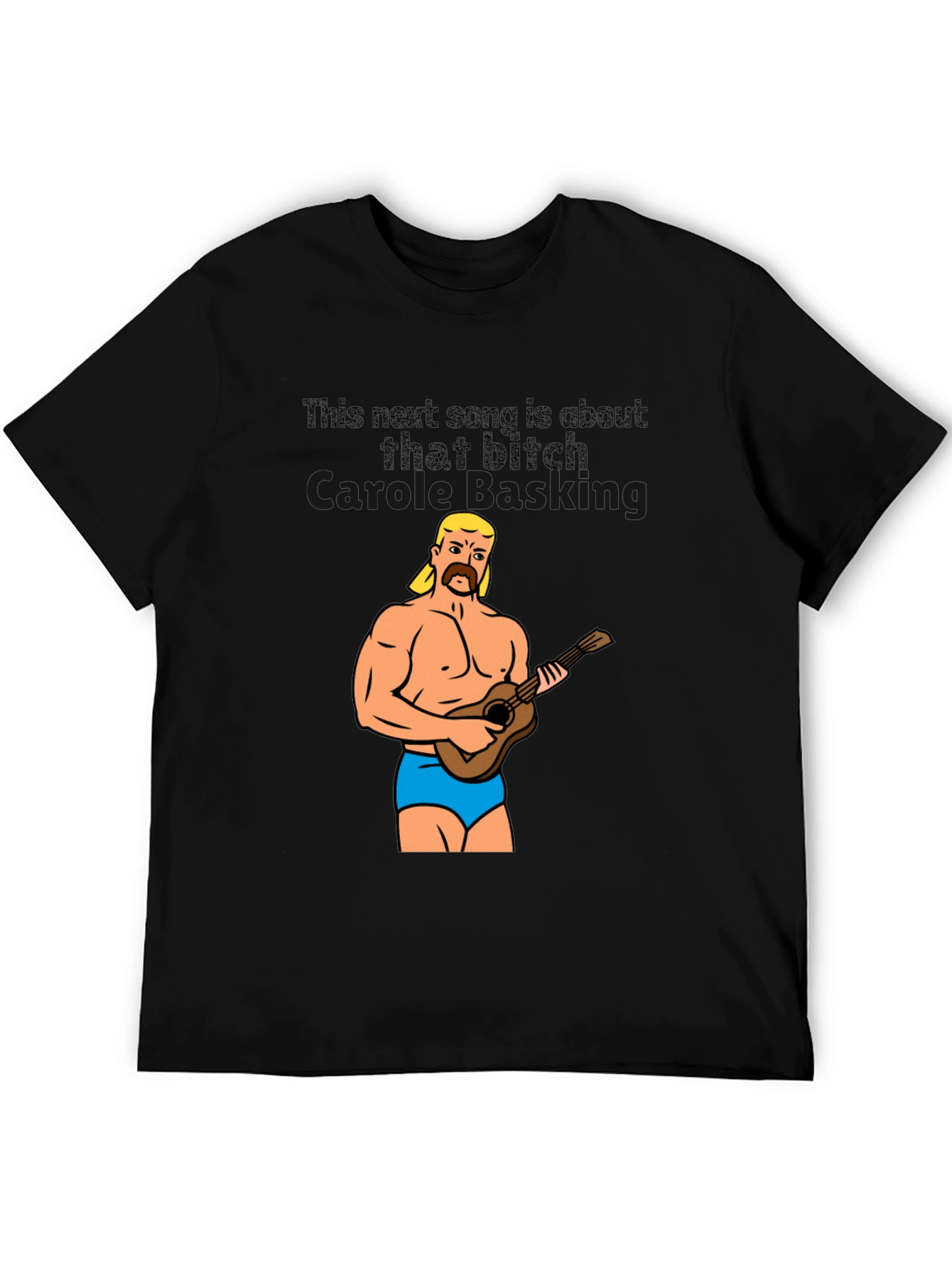 Funny Graphic Tee: Muscular Man & Ukulele