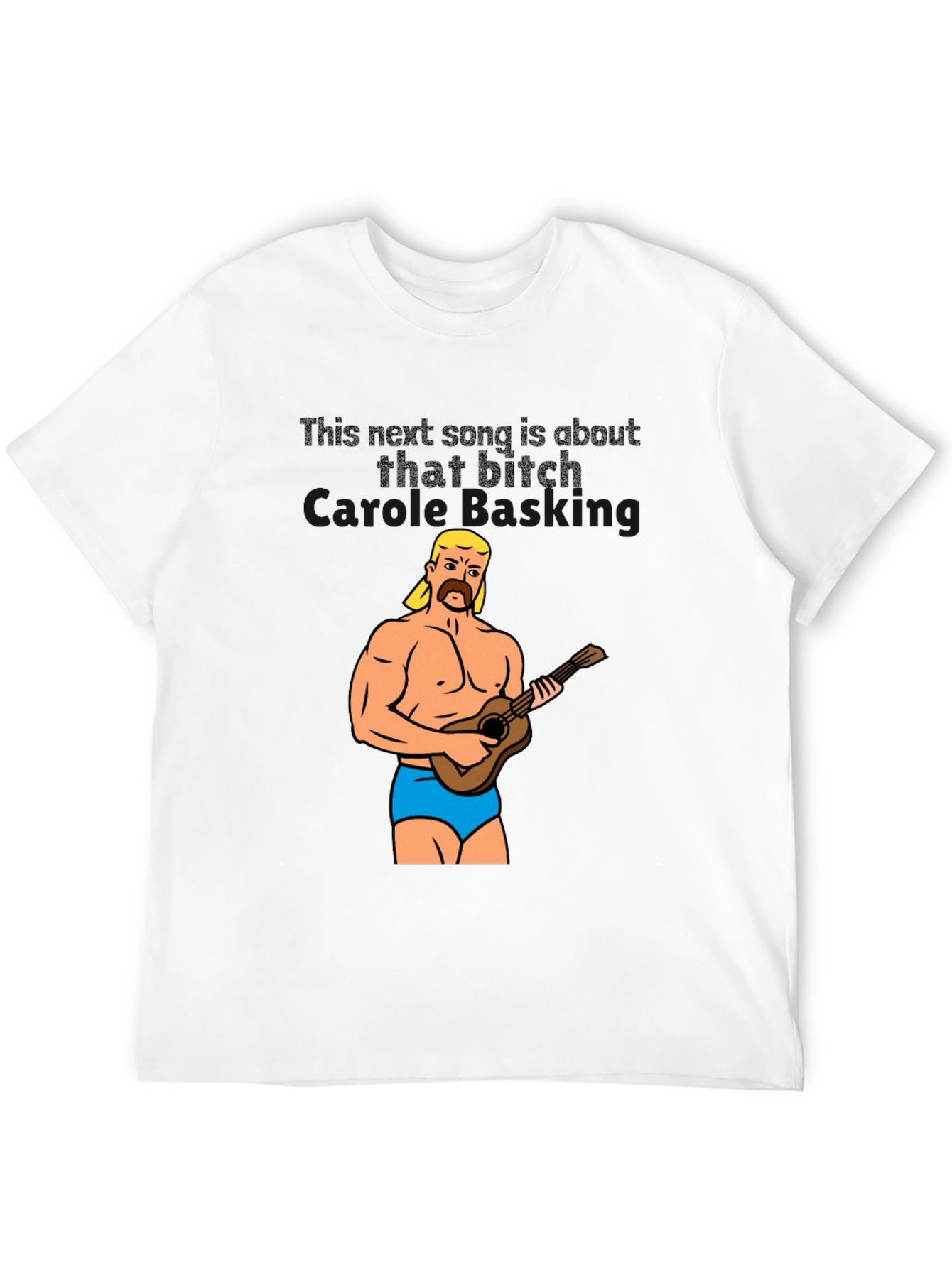 Funny Graphic Tee: Muscular Man & Ukulele