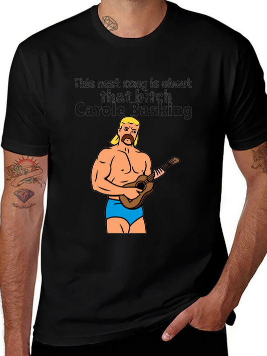 Funny Graphic Tee: Muscular Man & Ukulele