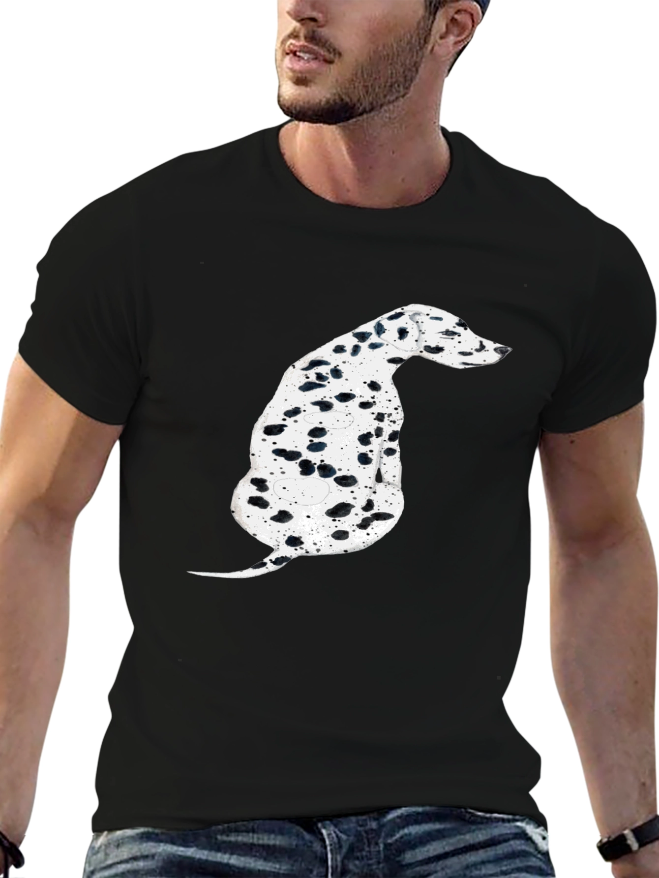 Dalmatian Dog Graphic Tee - Stylish Black T-Shirt