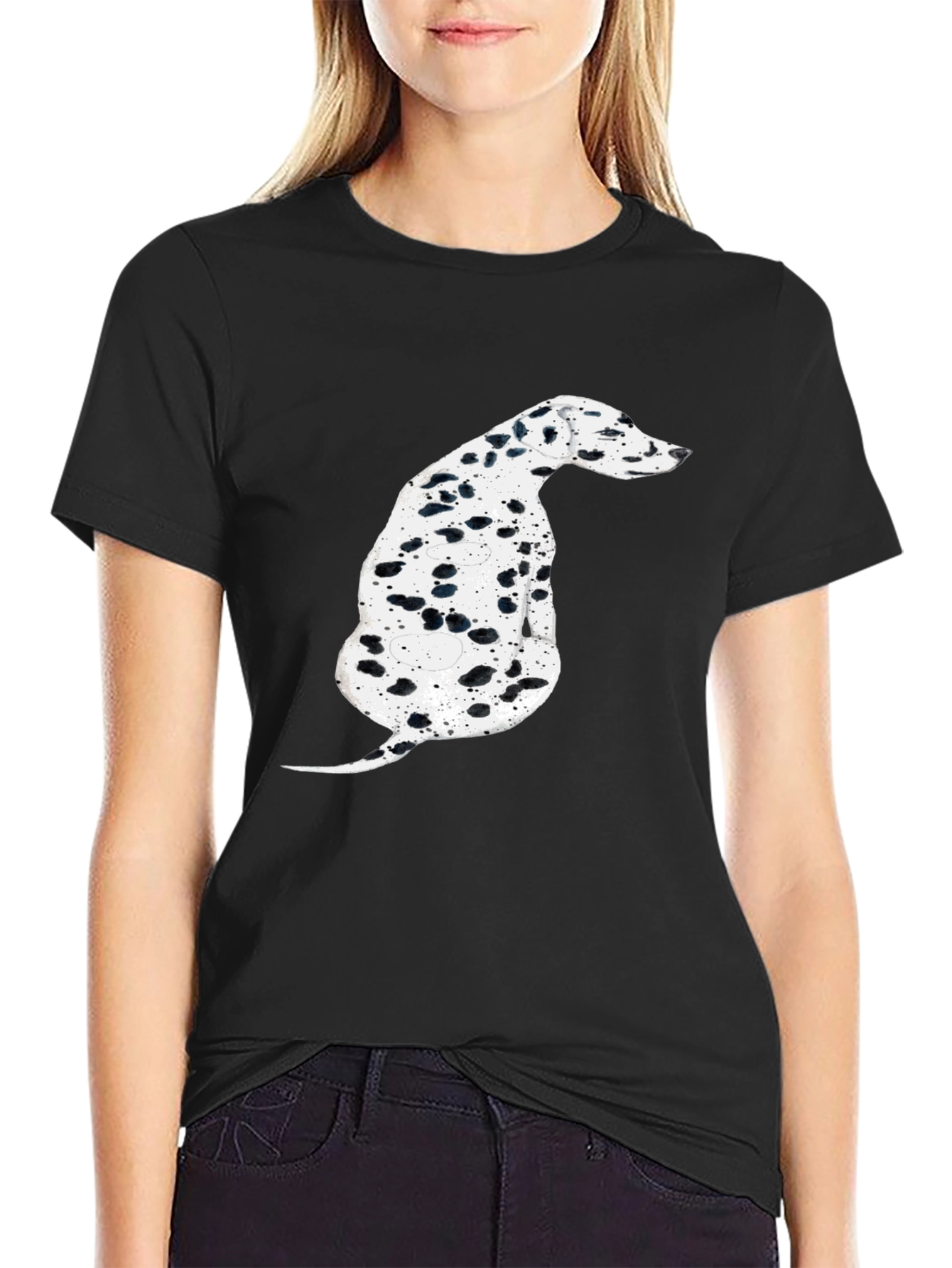 Dalmatian Dog Graphic Tee - Stylish Black T-Shirt