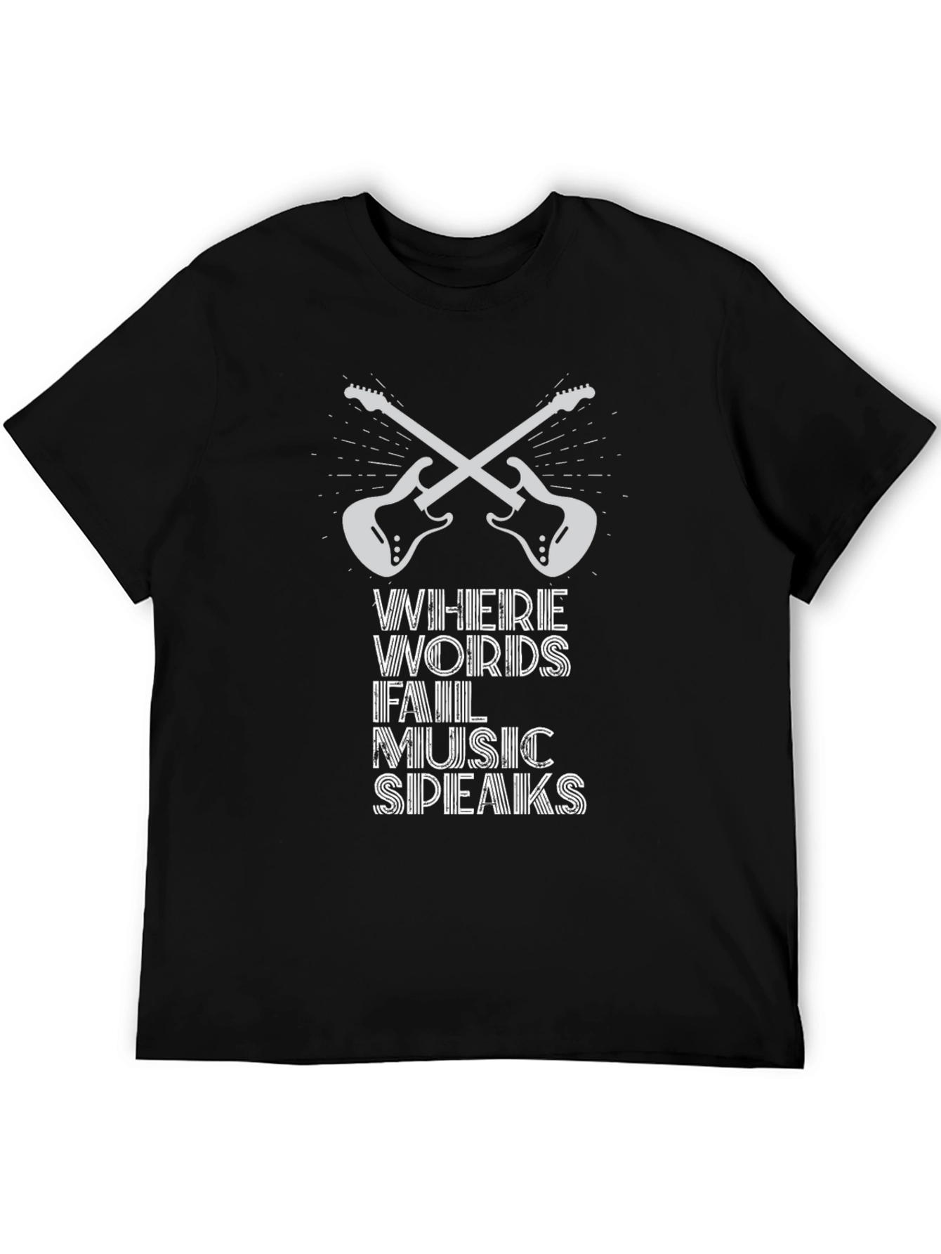 Music Speaks Graphic Tee - Black Cotton T-Shirt