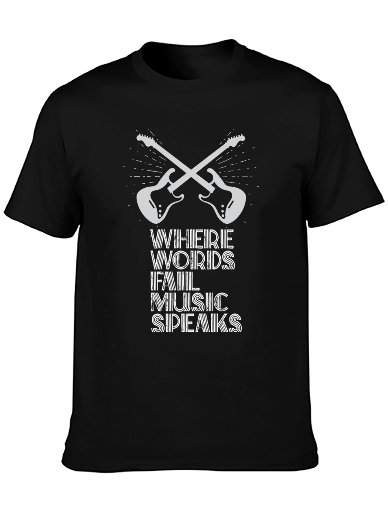 Music Speaks Graphic Tee - Black Cotton T-Shirt