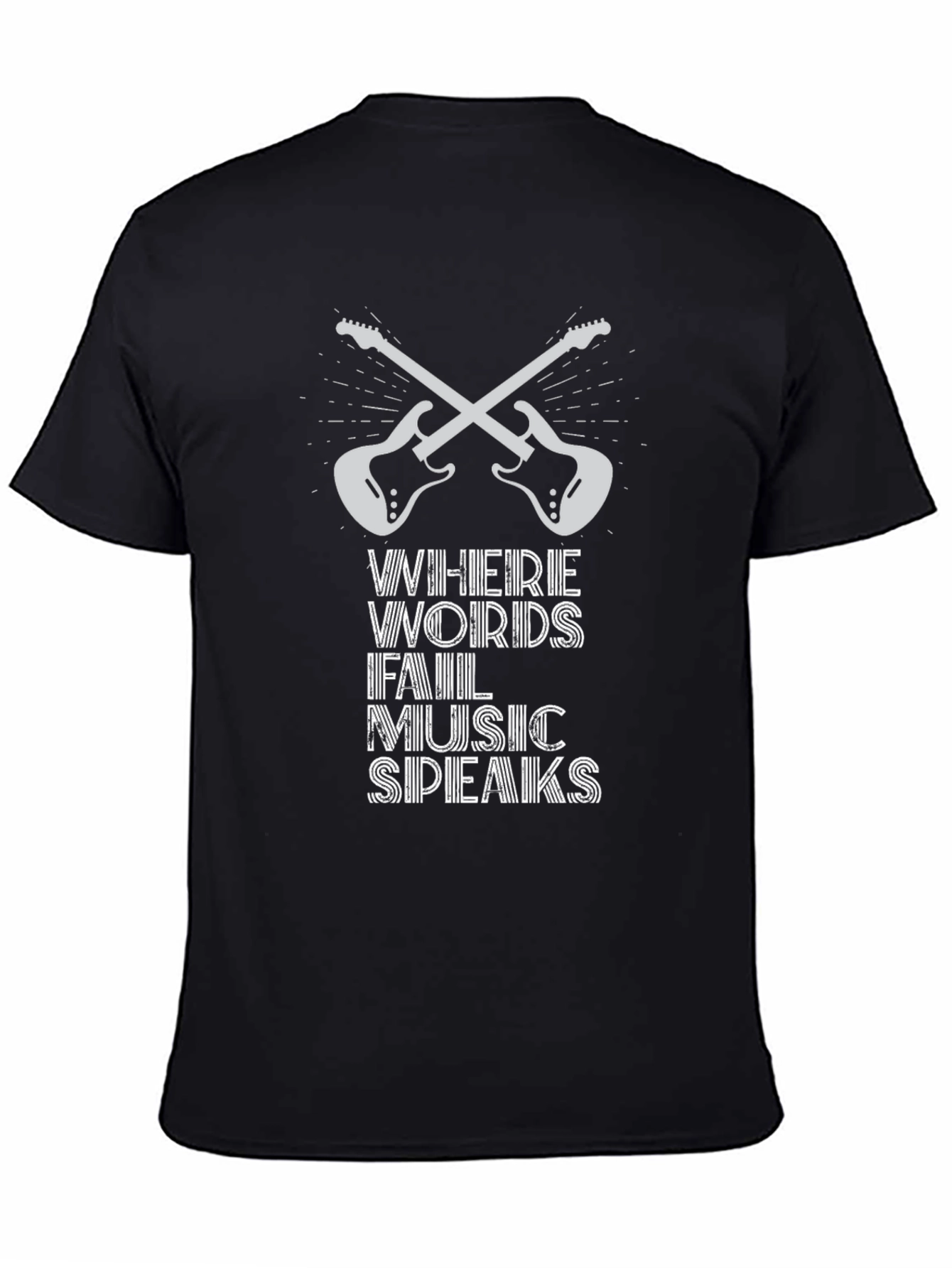 Music Speaks Graphic Tee - Black Cotton T-Shirt