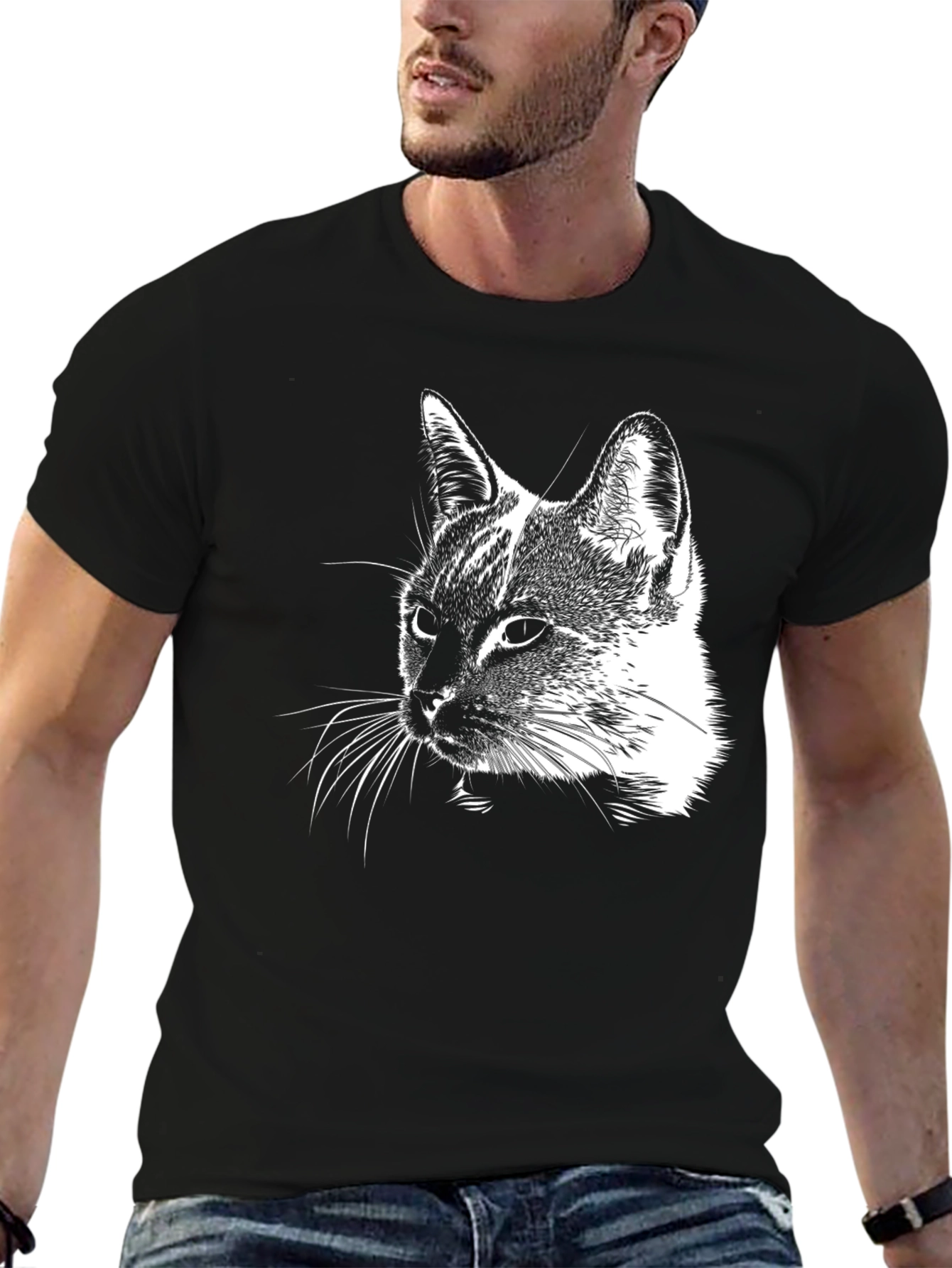 Cool Cat Graphic T-Shirt - Black Cotton Tee