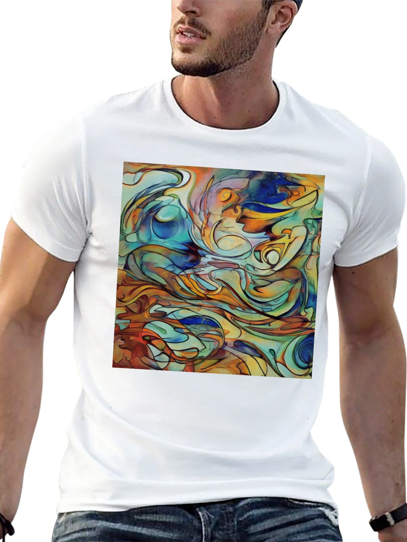 Abstract Art Print Black T-Shirt - Unique Design