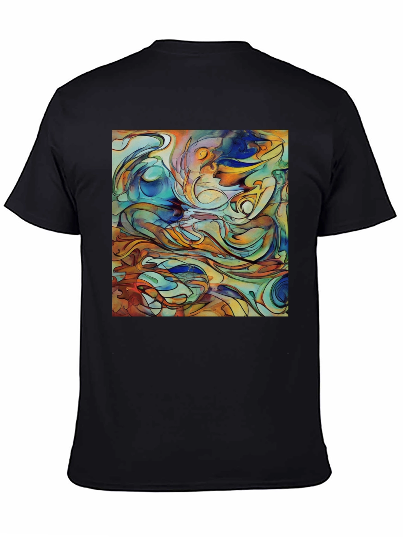 Abstract Art Print Black T-Shirt - Unique Design