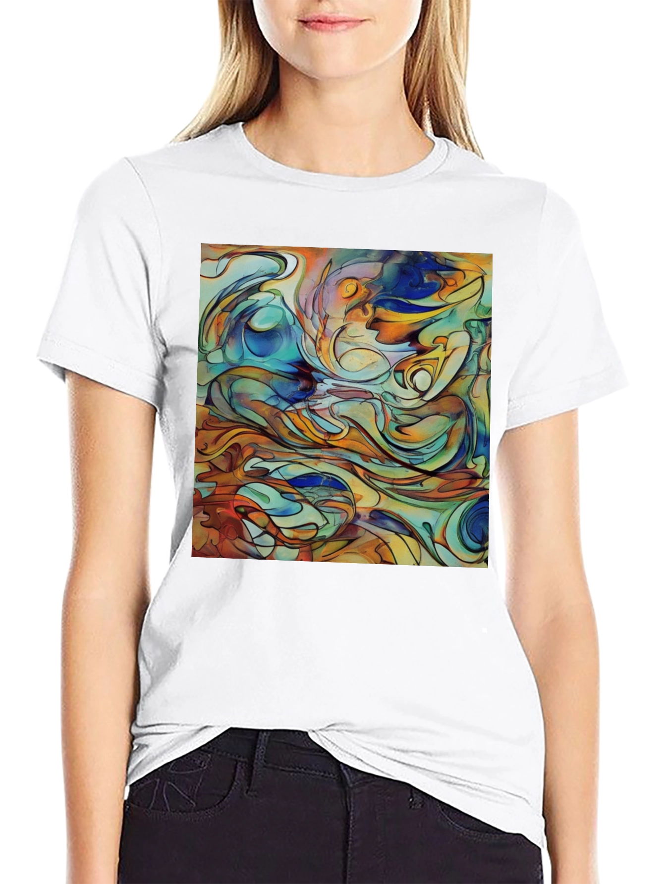 Abstract Art Print Black T-Shirt - Unique Design
