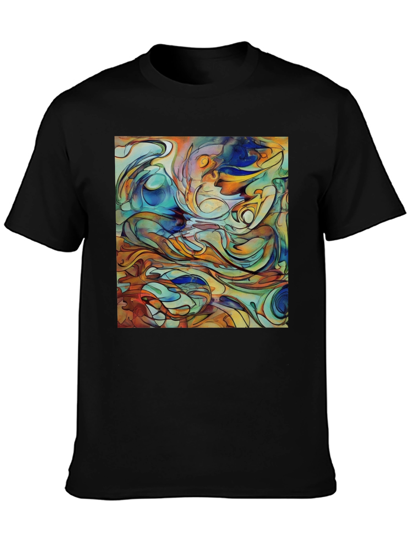 Abstract Art Print Black T-Shirt - Unique Design