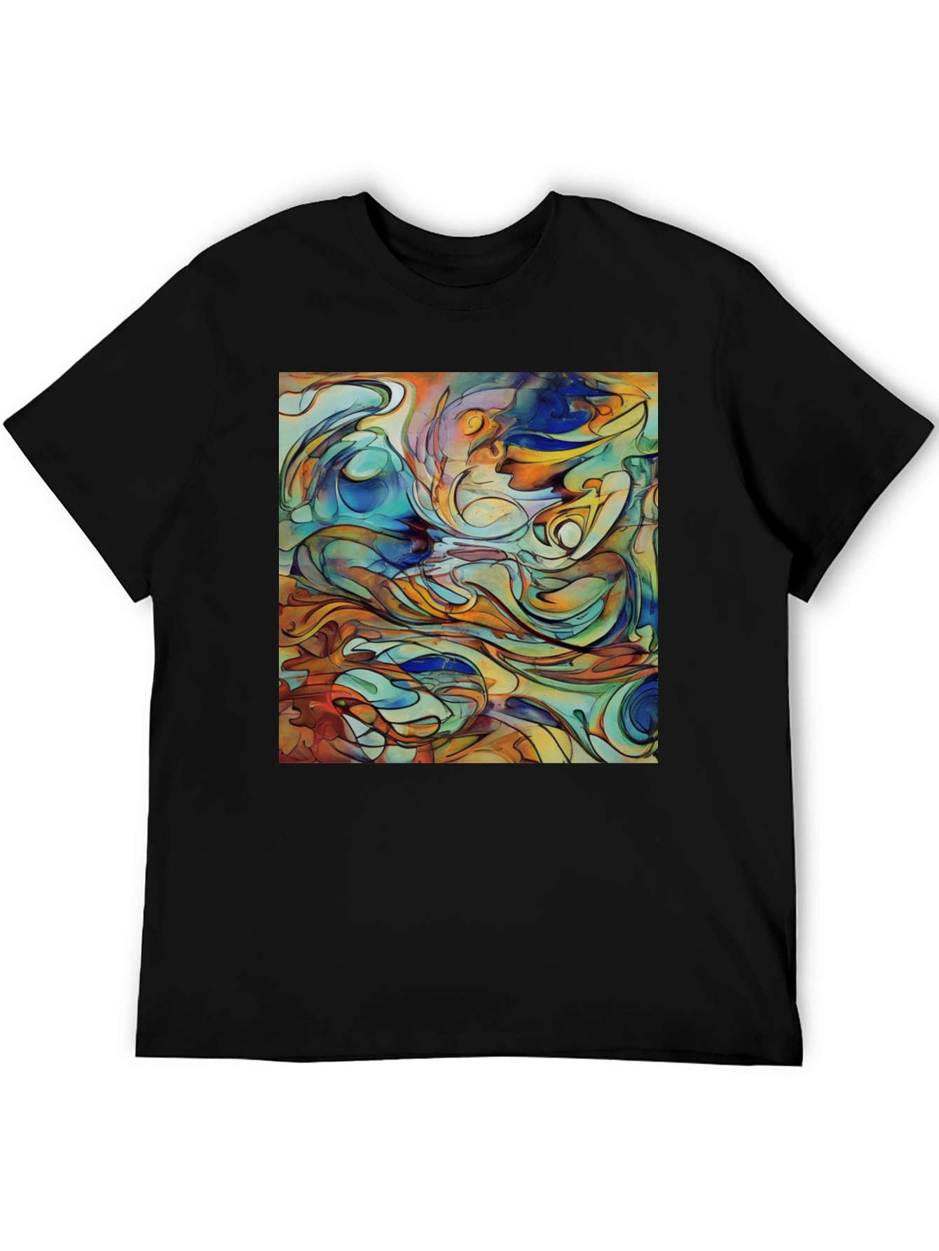 Abstract Art Print Black T-Shirt - Unique Design