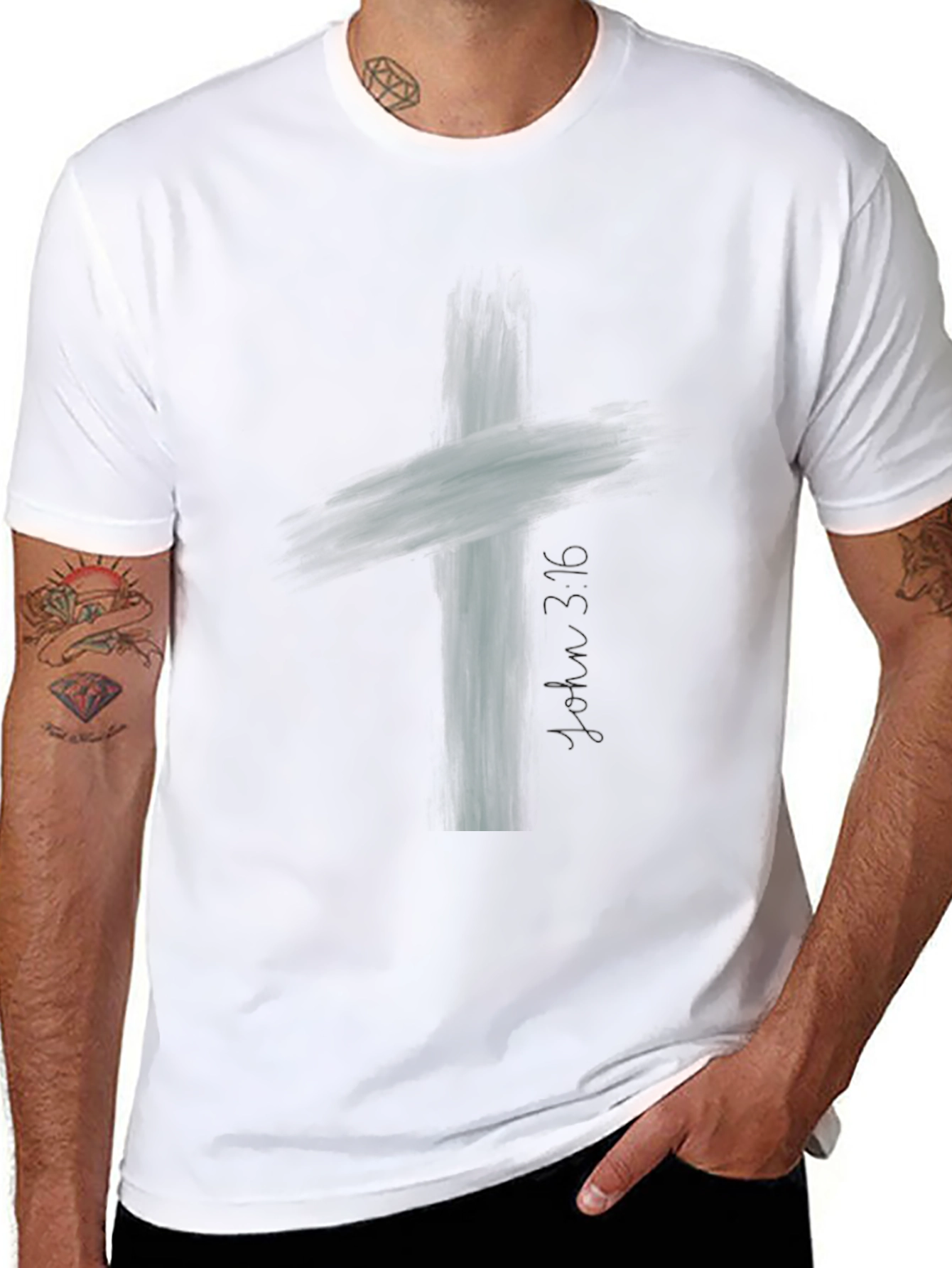 Abstract Cross Graphic Mens Black T-Shirt