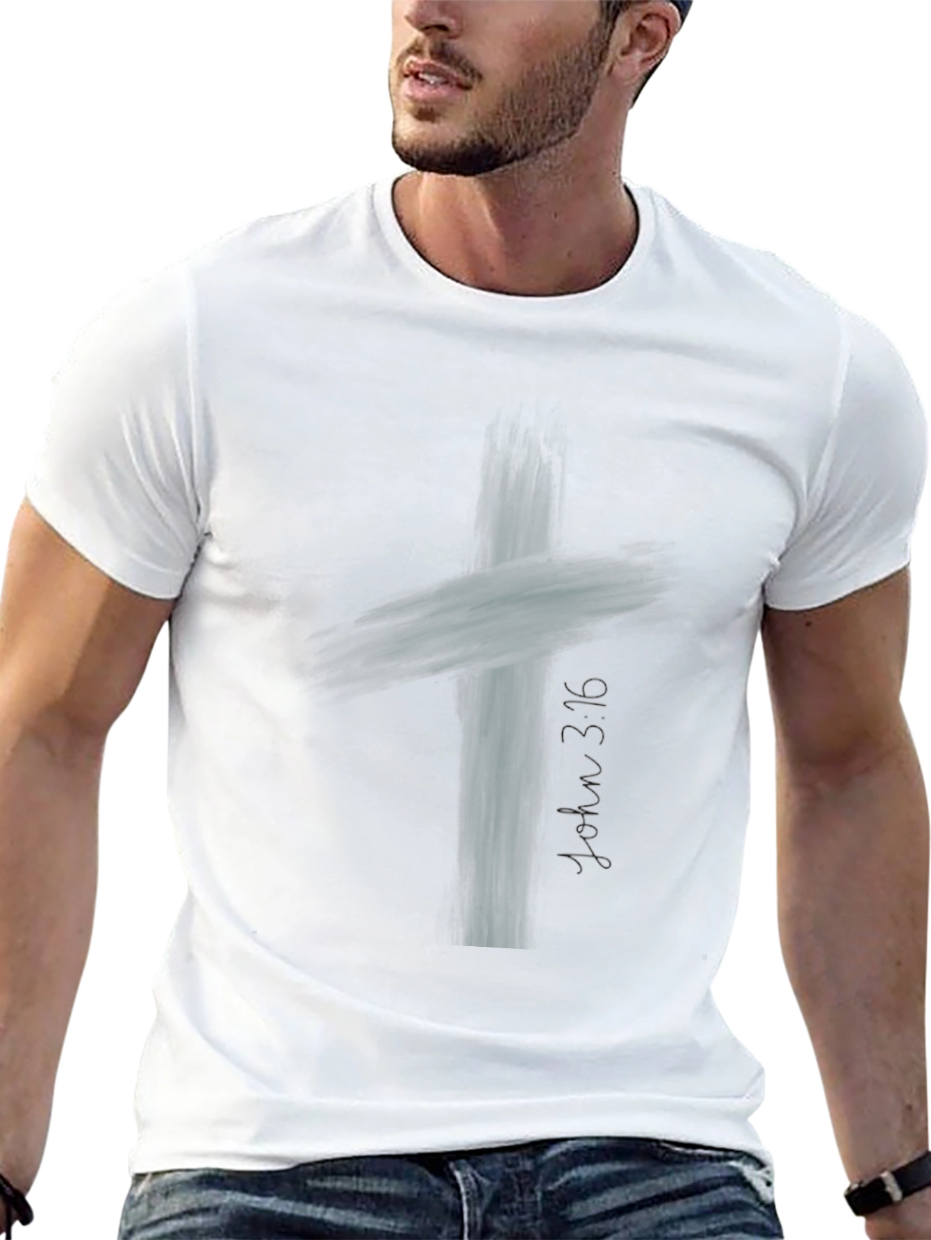Abstract Cross Graphic Mens Black T-Shirt