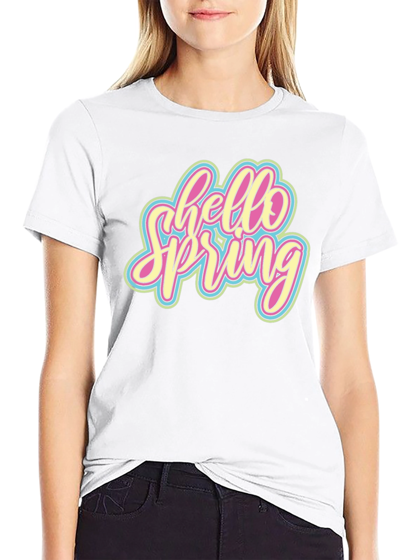 Hello Spring Graphic Tee - Black