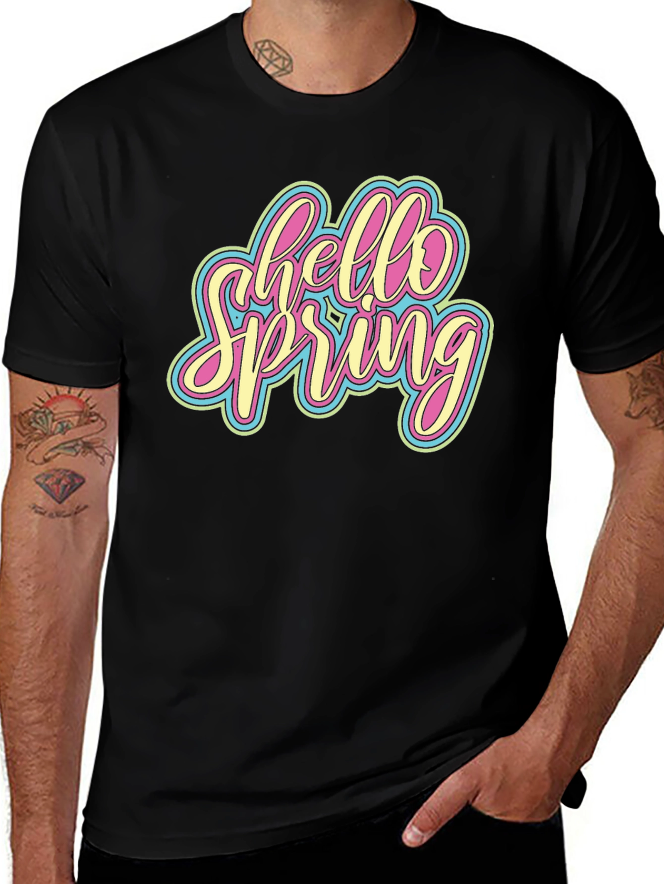 Hello Spring Graphic Tee - Black