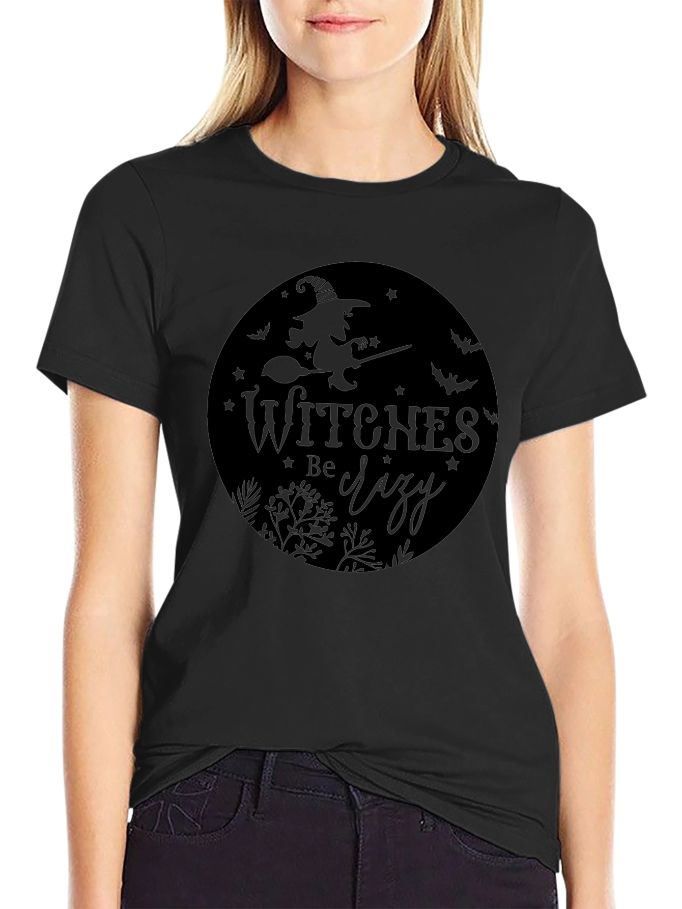 Witches Be Crazy Graphic Black T-Shirt