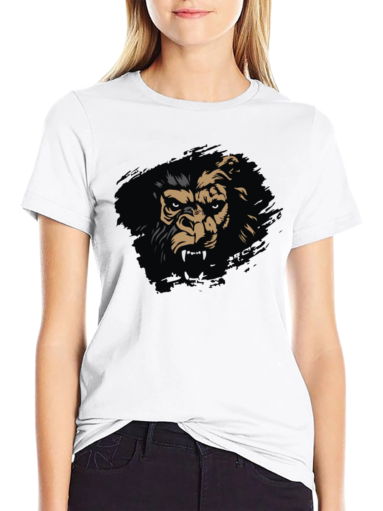 Mens Black T-Shirt with Fierce Gorilla Graphic